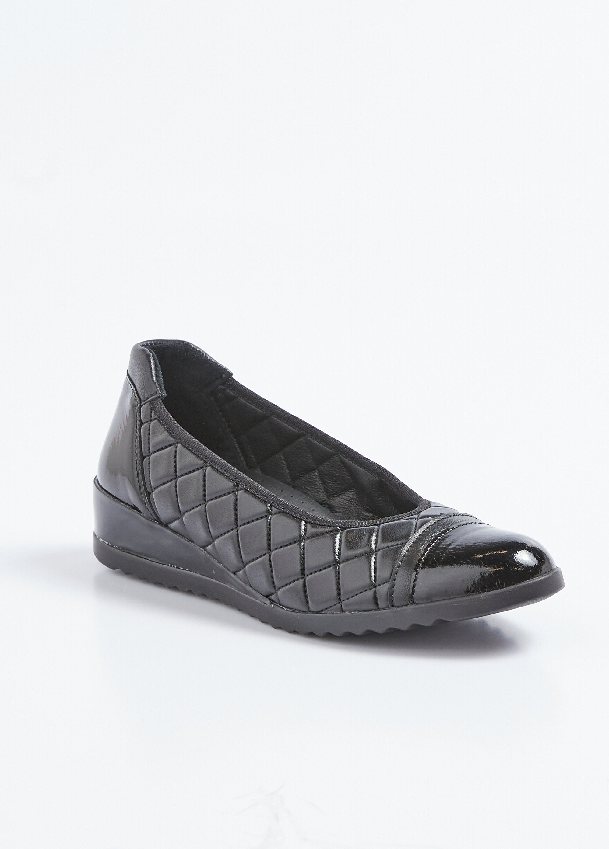 Ballerines stretch compensées largeur confort Femme Noir OGLON FA1