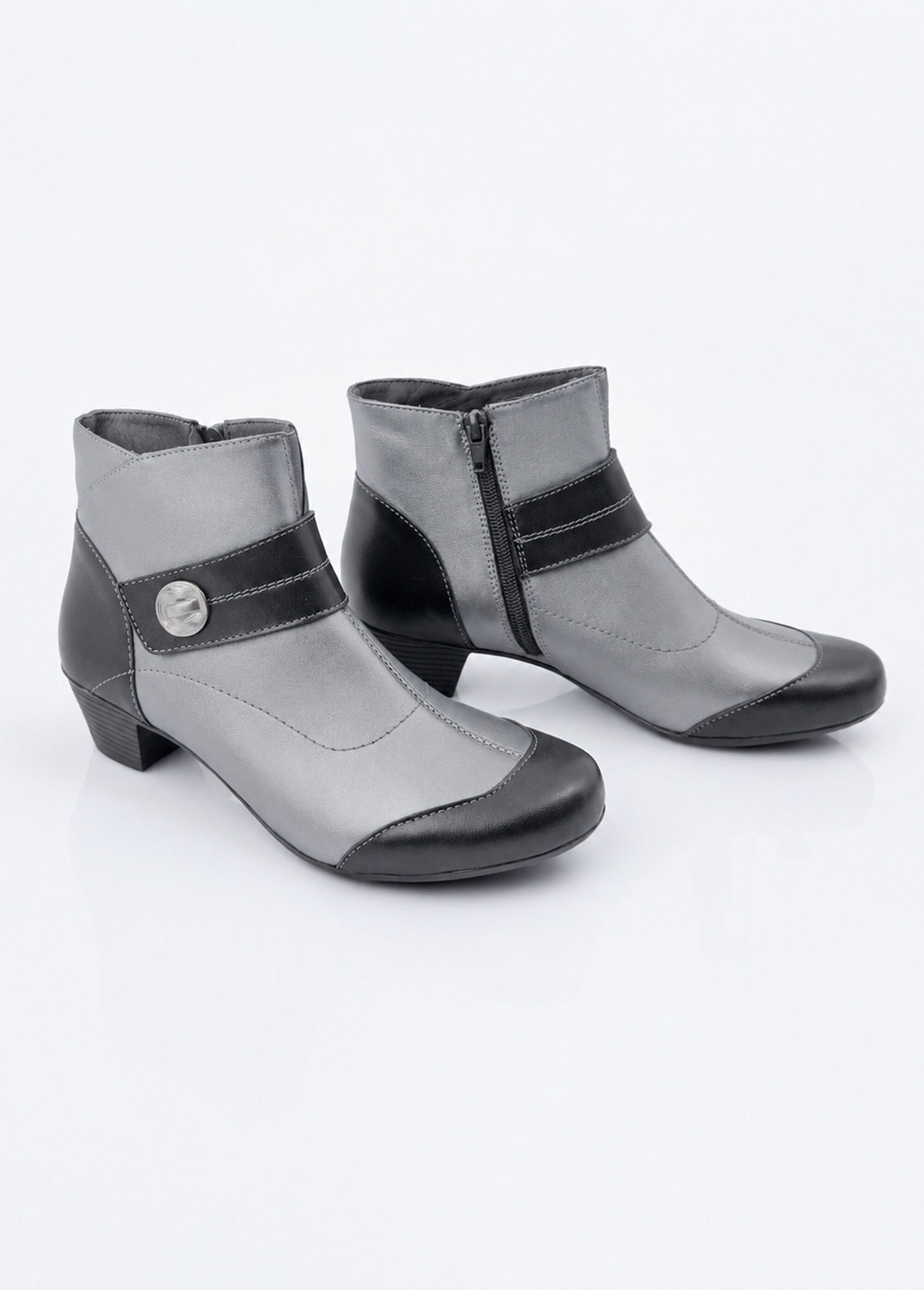 Boots zippées cuir talon décroché Femme Gris OPALE DE1