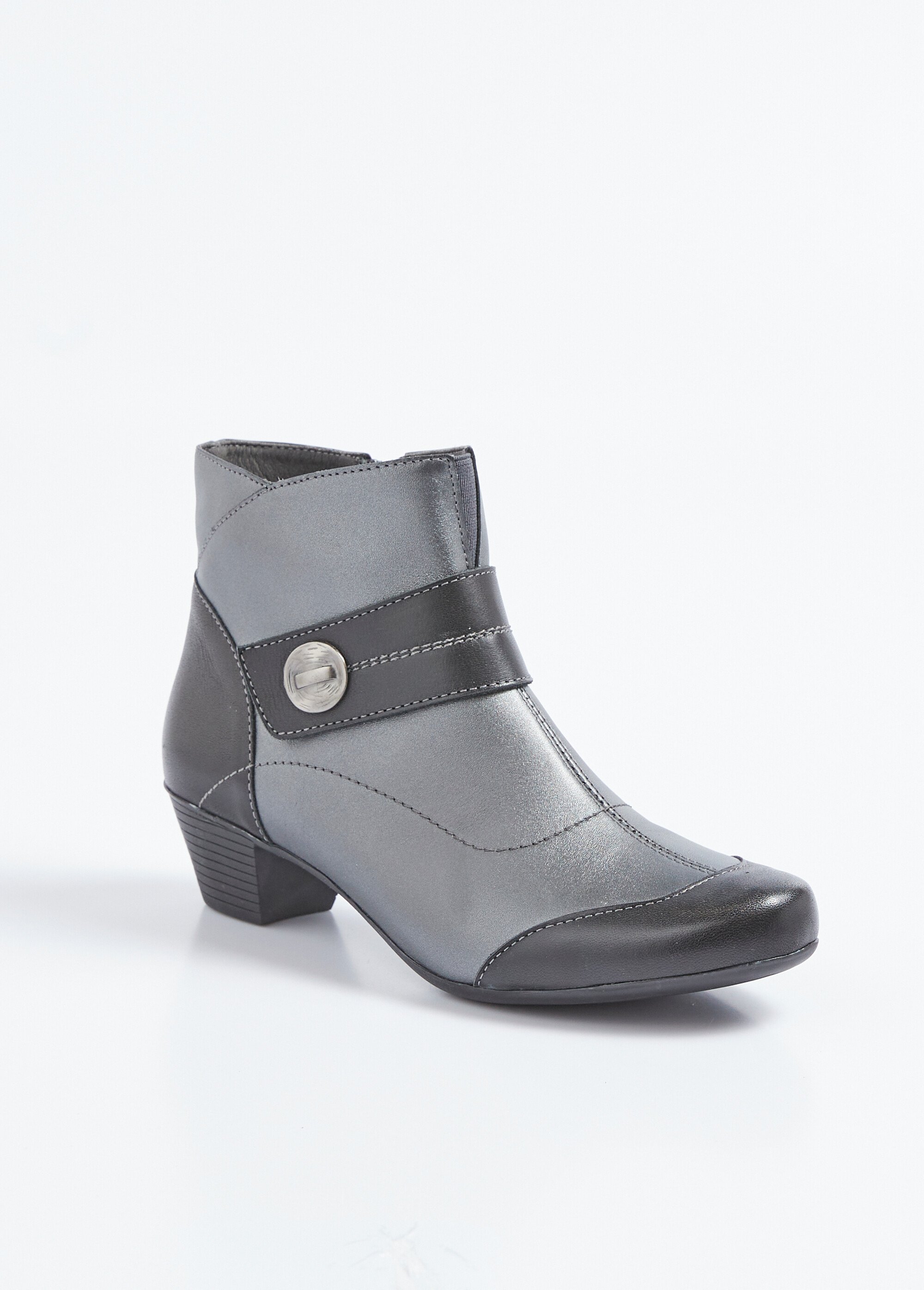 Boots zippées cuir talon décroché Femme Gris OPALE FA1