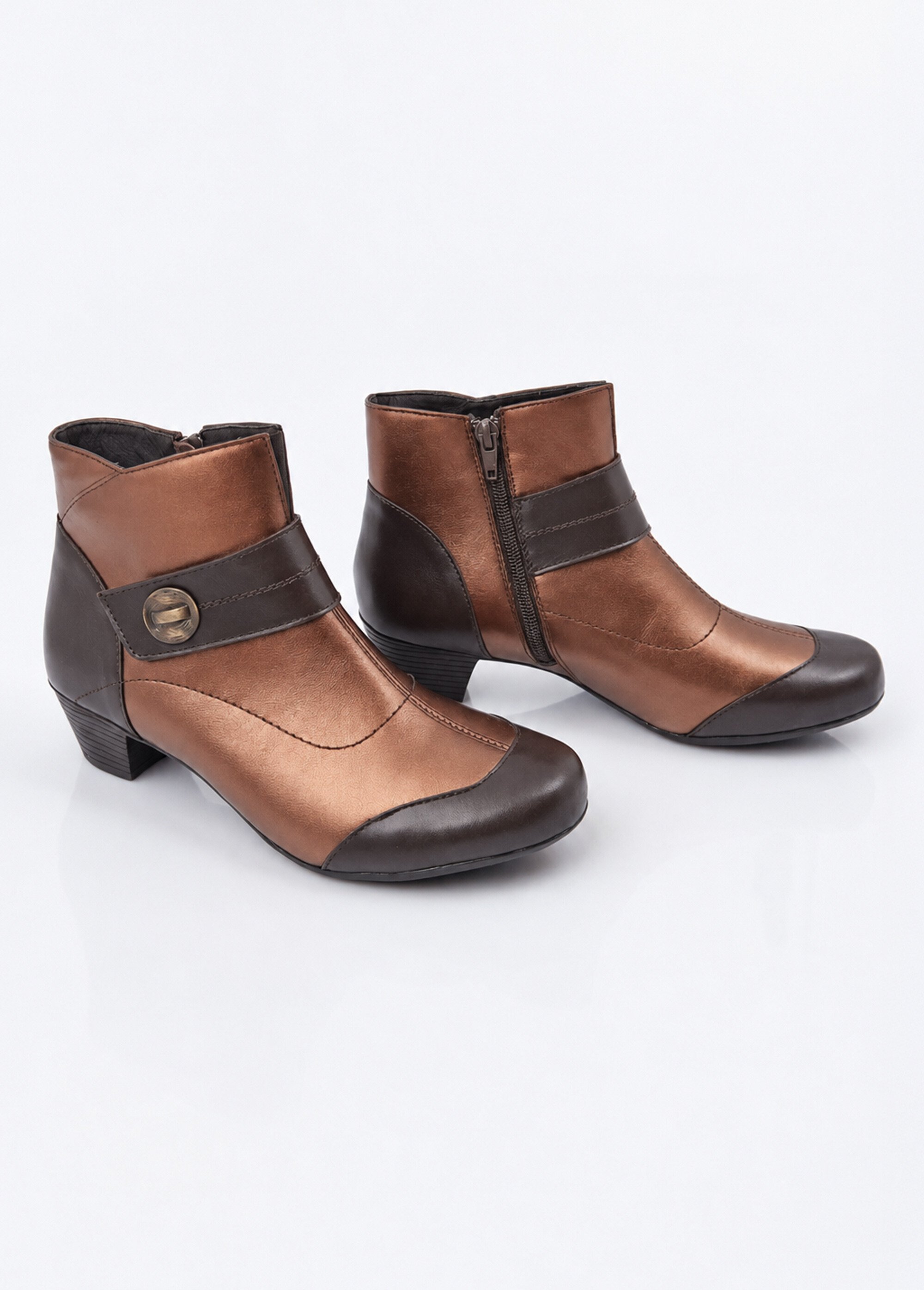 Boots zippées cuir talon décroché Femme Marron OPALE DE1