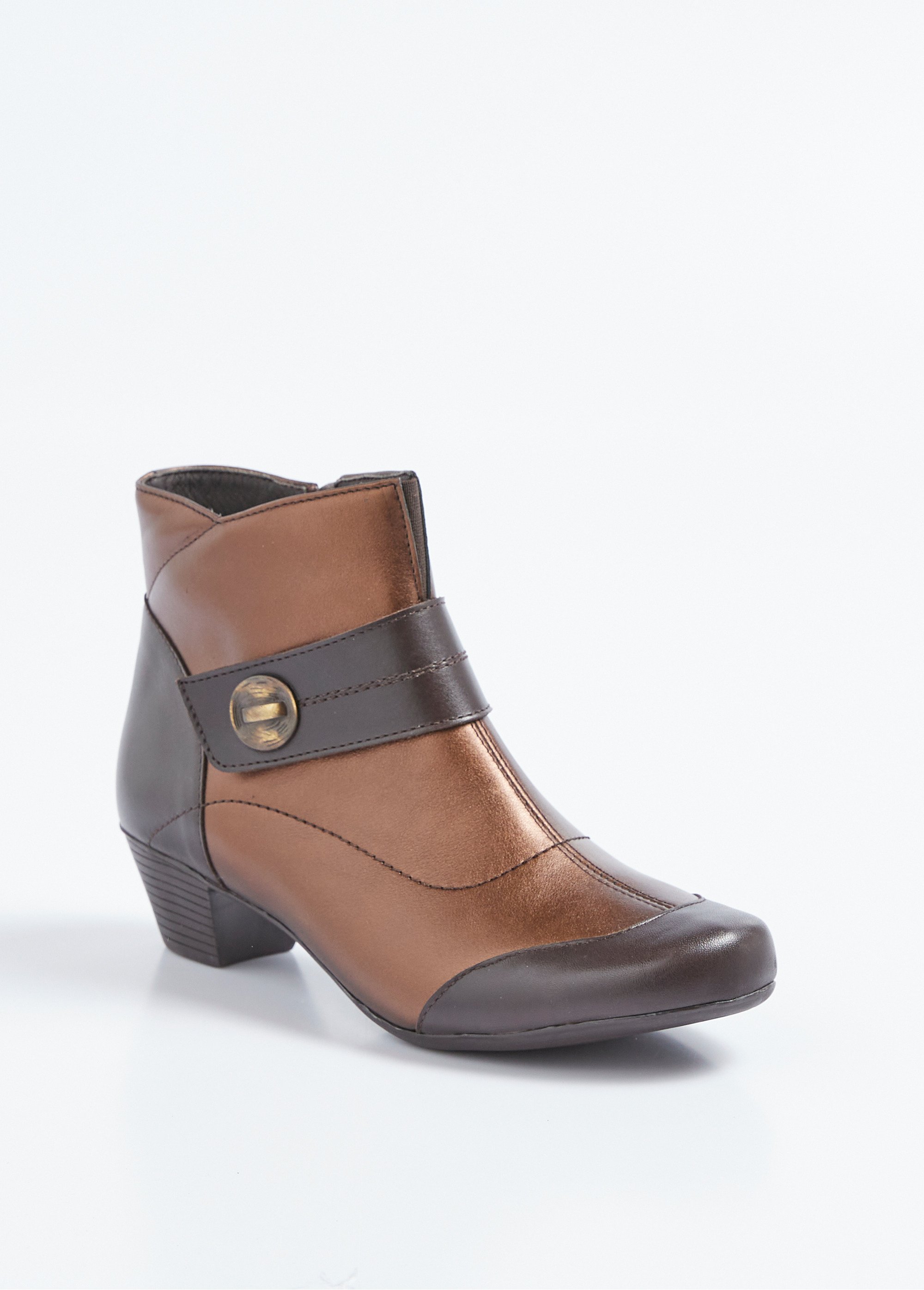 Boots zippées cuir talon décroché Femme Marron OPALE FA1