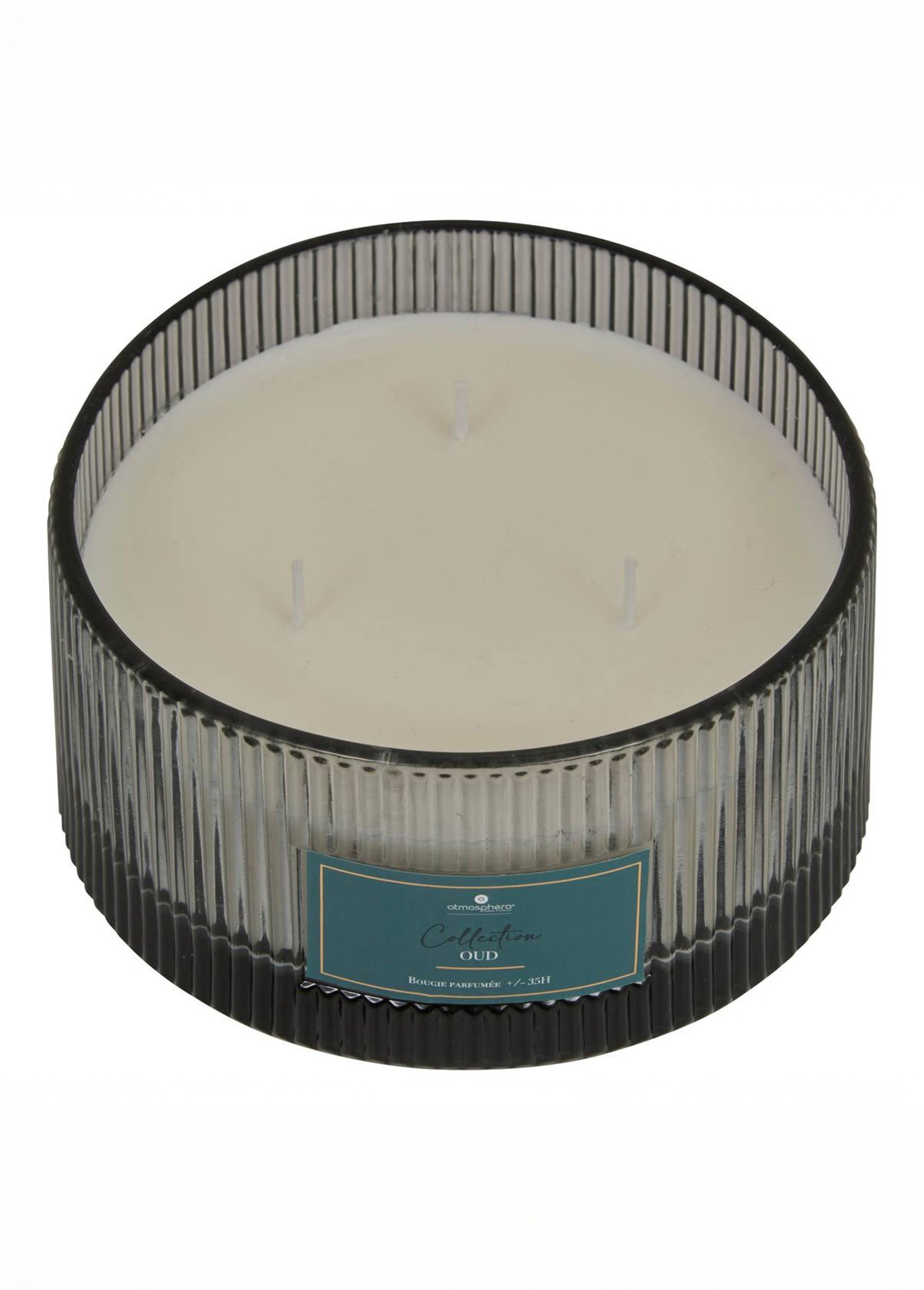 Bougie parfumée 4 mèches pot verre strié