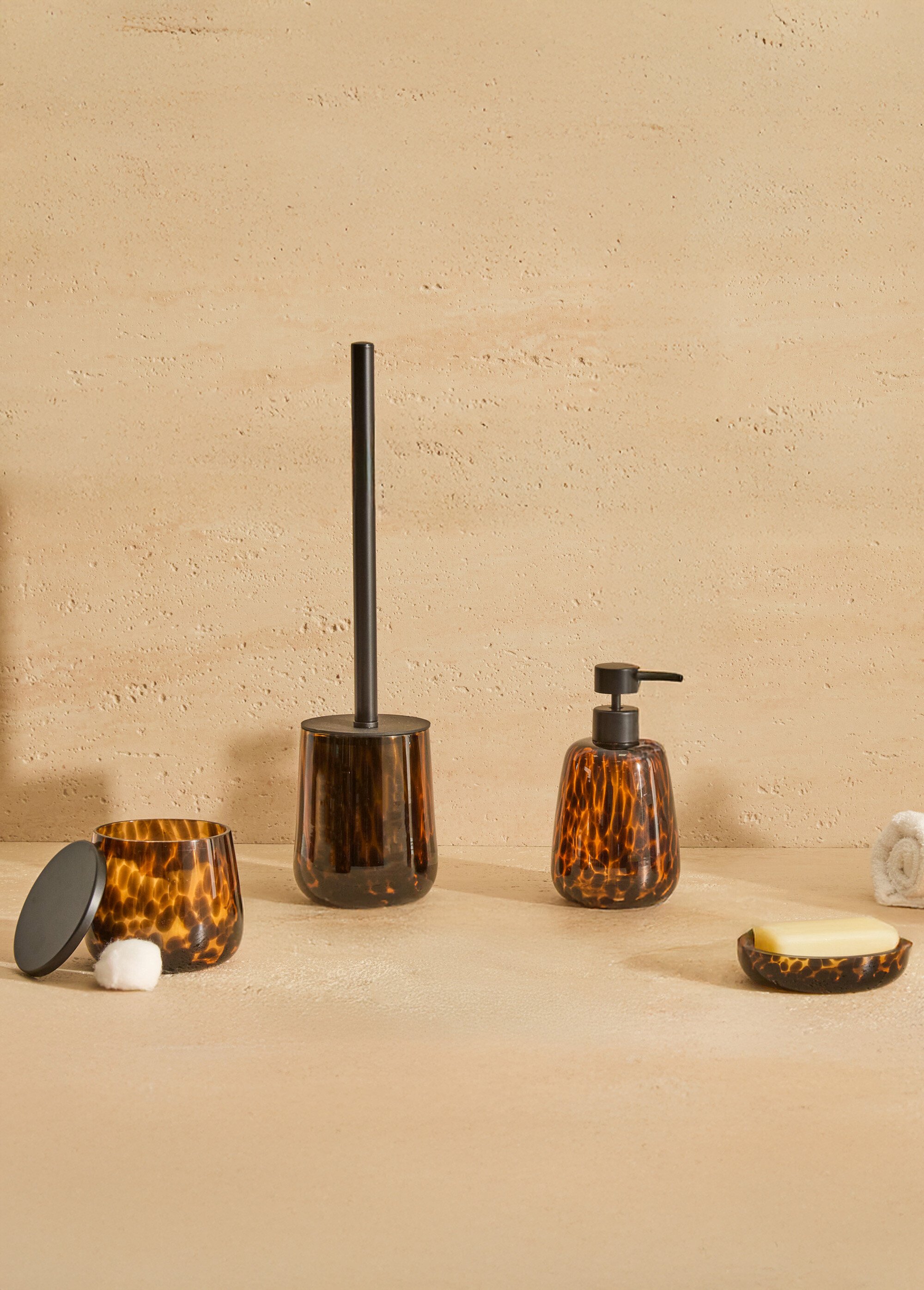 Brosse WC ronde en verre fumé tacheté Marron JJA-214766 SI1