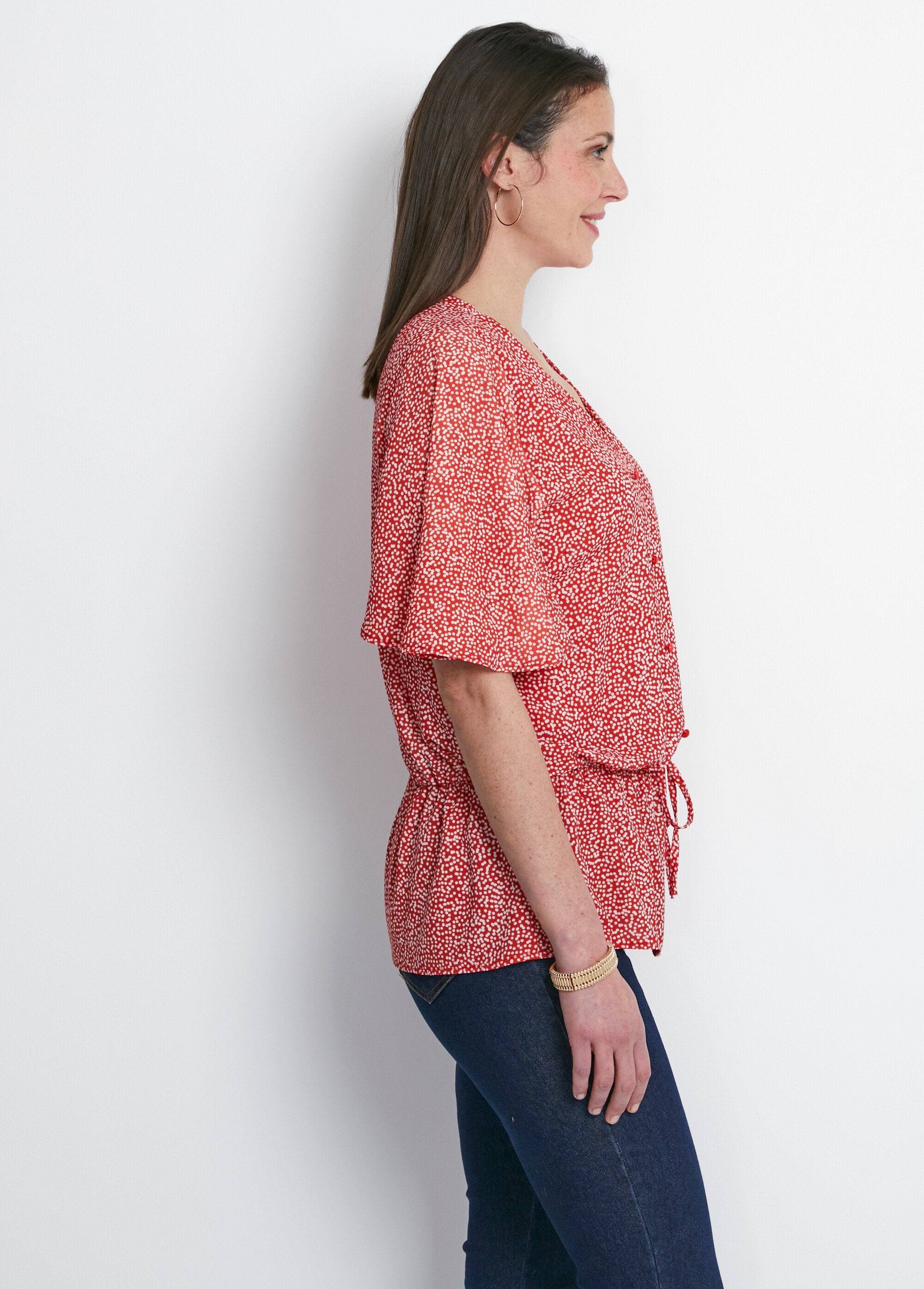 Chemise à basque imprimé pois Femme Rouge CANON DR1