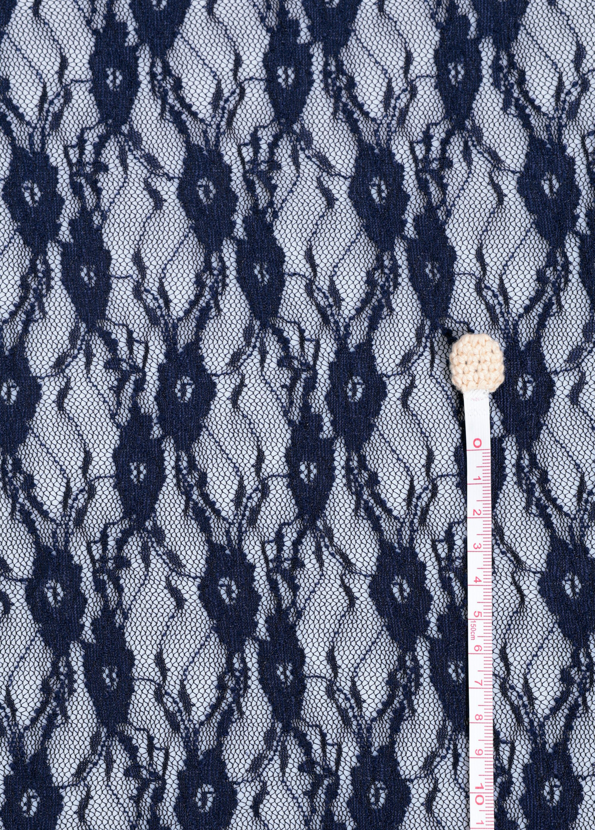 Coupon tissu broderie fleurs et tulle 6M BLEU COT146843 DE1