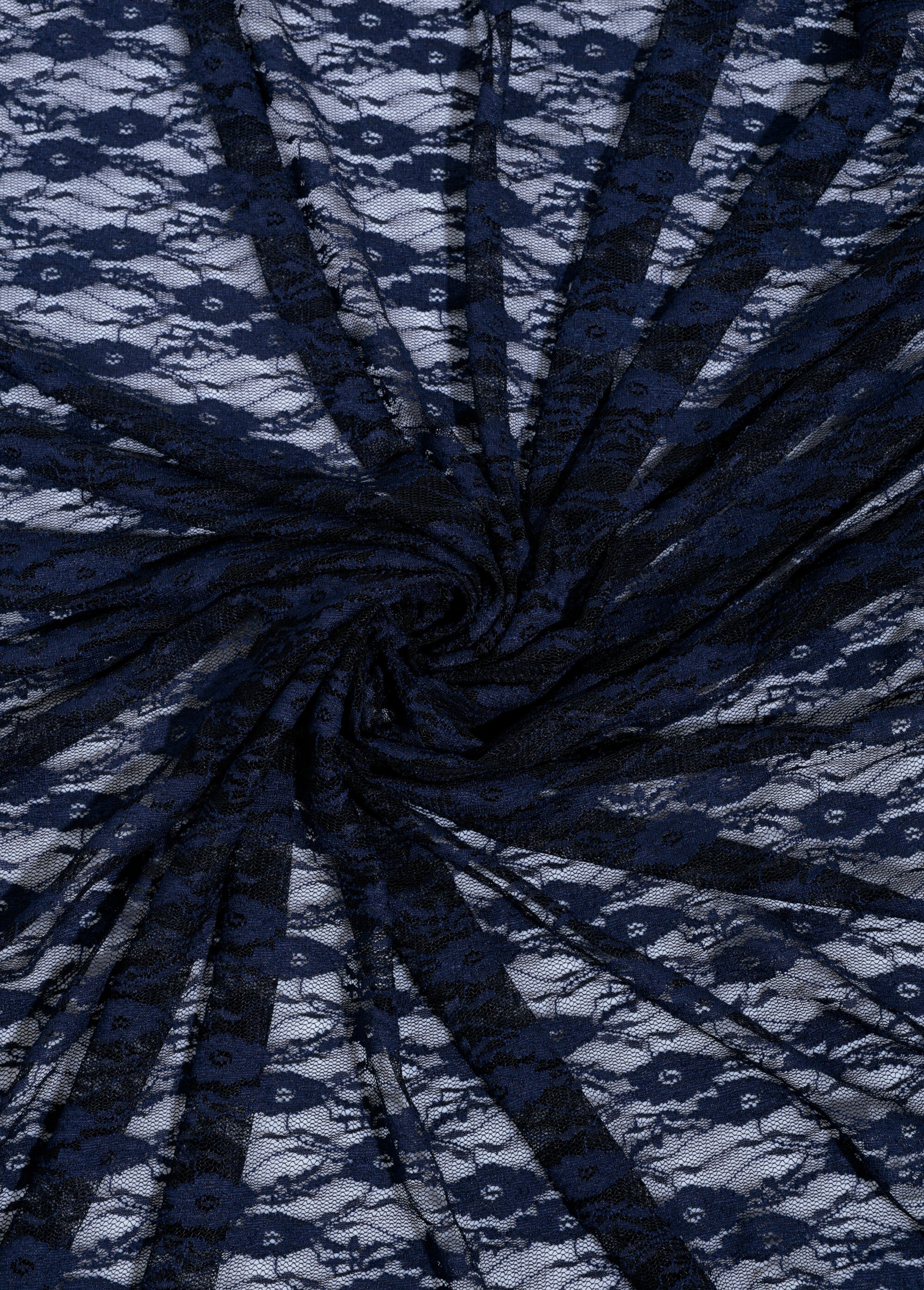 Coupon tissu broderie fleurs et tulle 6M BLEU COT146843 FA1