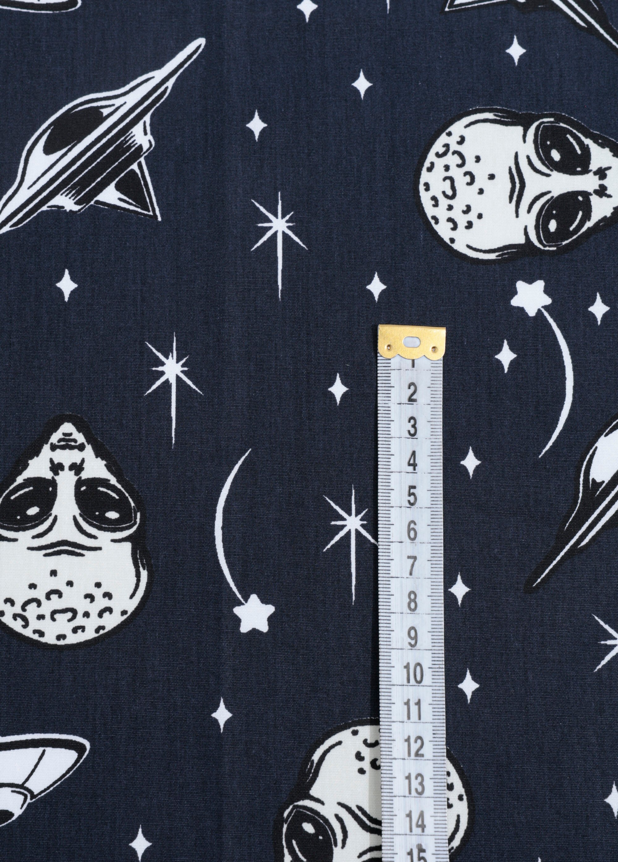 Coupon tissu patchwork imprimé martien NOIR COT146295 DE1