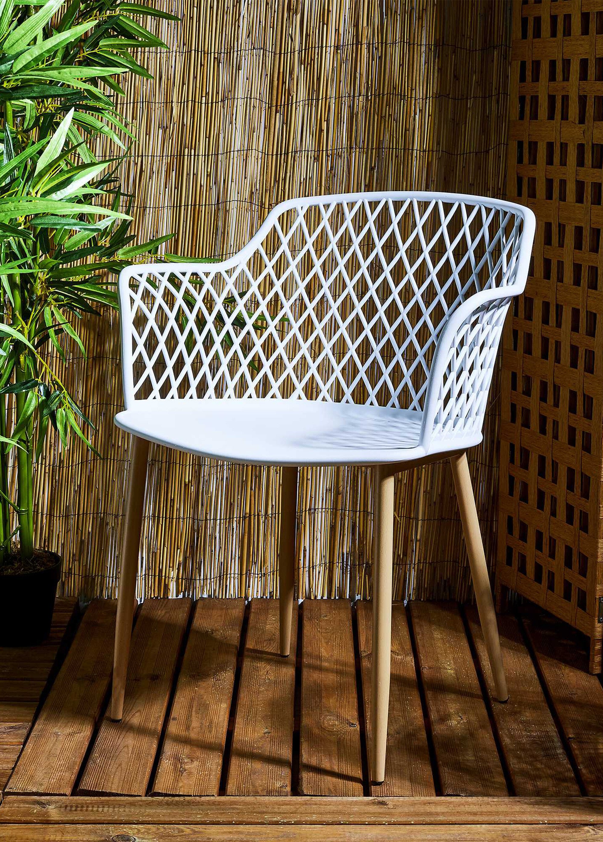 Fauteuils outdoor dossier ajouré losange BLANC CMP-HDO2240A SI1