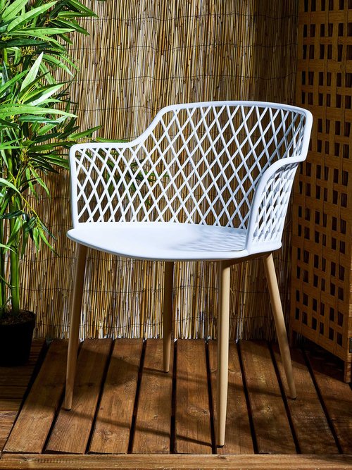 Fauteuils outdoor dossier ajouré losange BLANC CMP-HDO2240A SI1