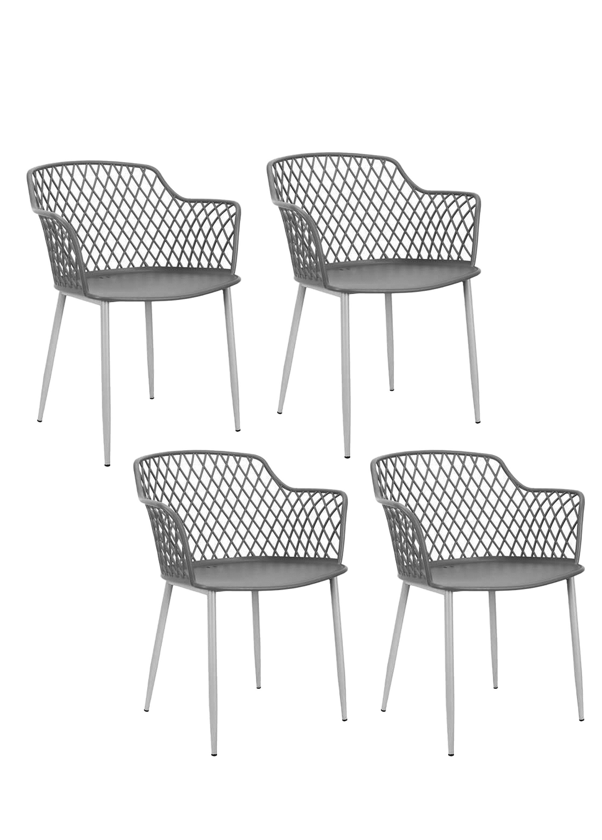 Fauteuils outdoor dossier ajouré losange GRIS CMP-HDO2240A FA1