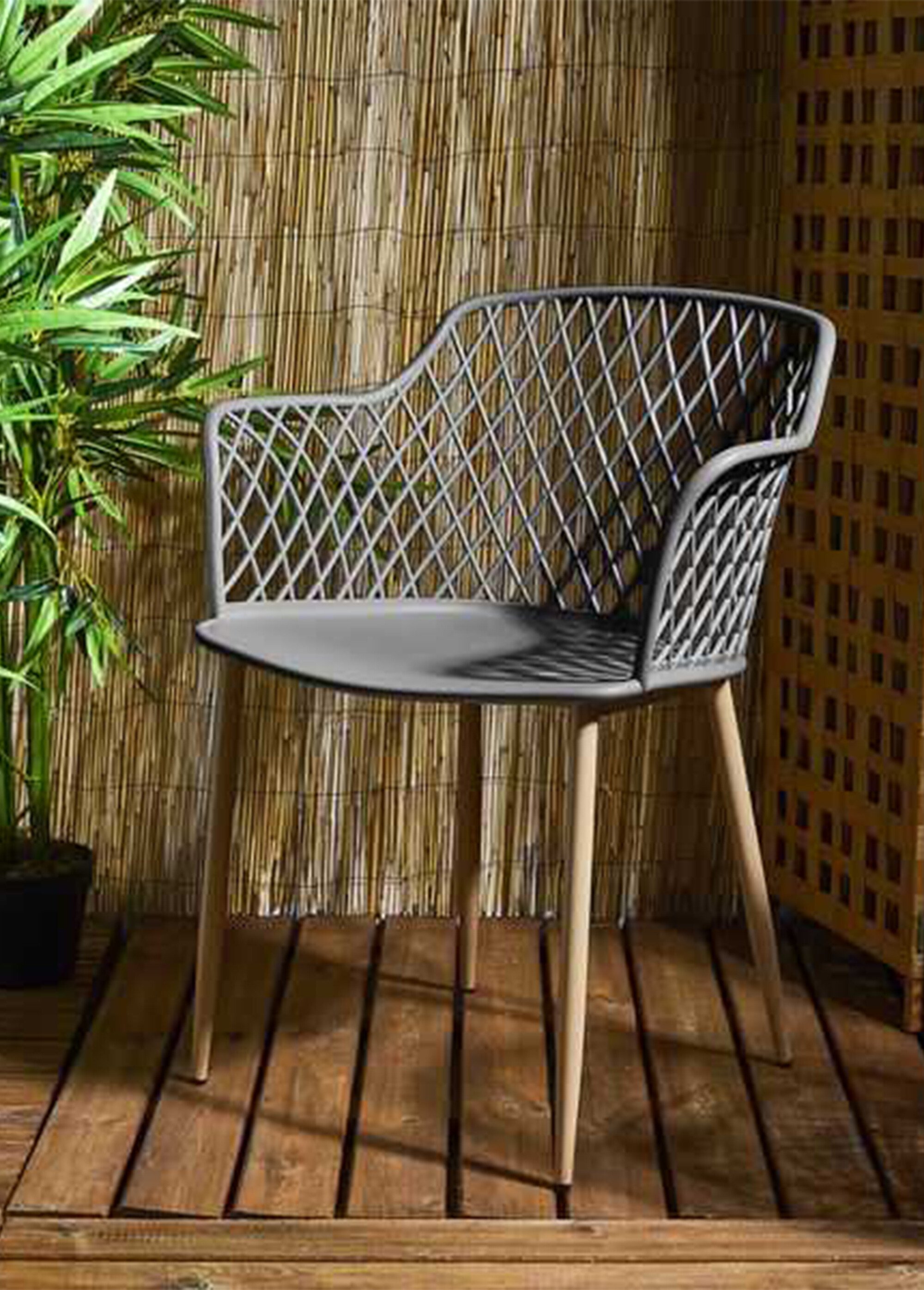 Fauteuils outdoor dossier ajouré losange GRIS CMP-HDO2240A SI1