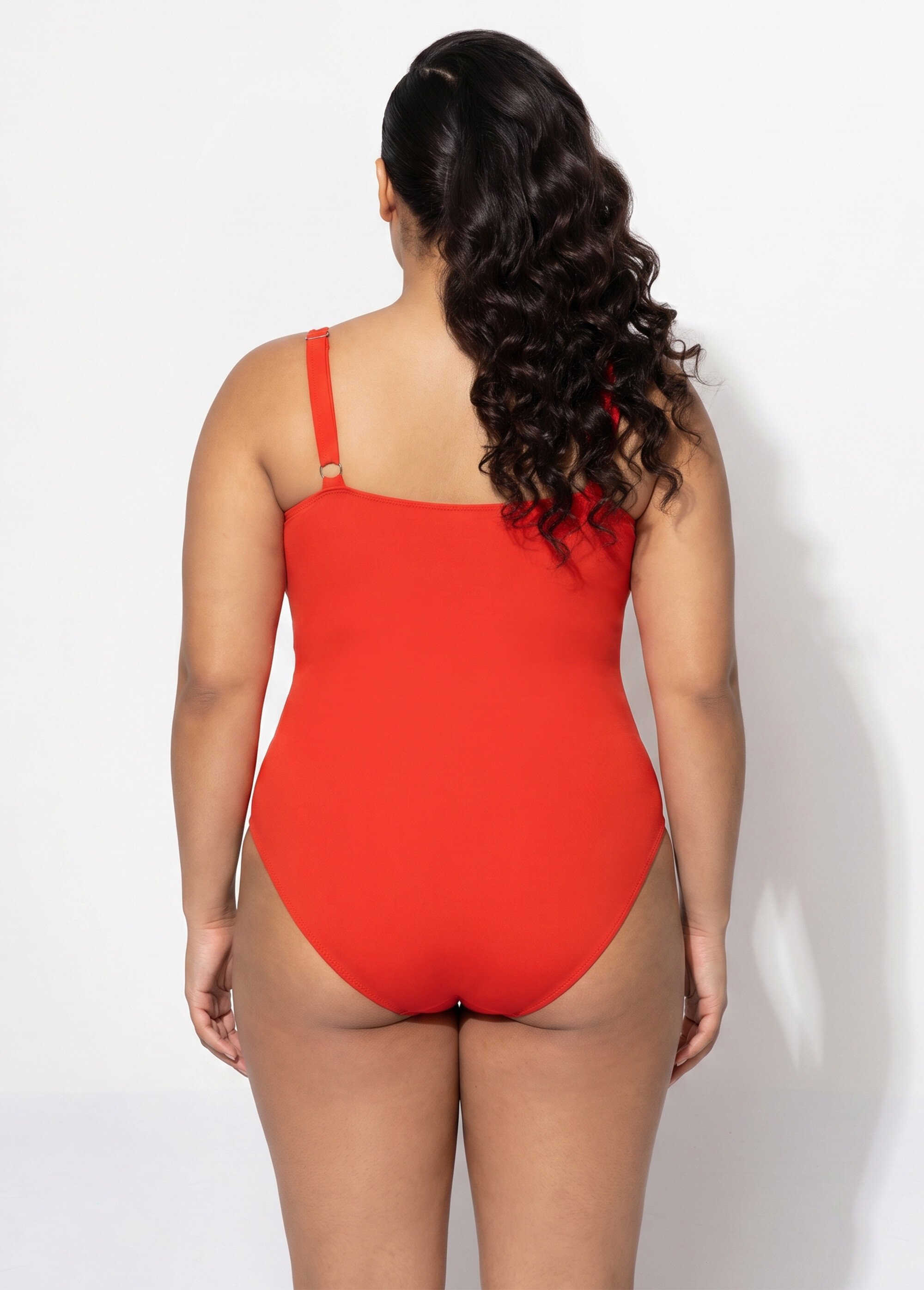 Maillot de bain 1 pièce détail twisté Femme Grande Taille Orange CM-HMD-011 DO1