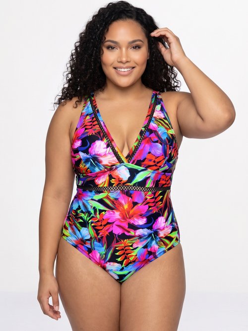 Maillot de bain 1 pièce imprimé exotique Femme Grande Taille IMPRIME MULTICOLORE CM-HMD-012-1 MV1