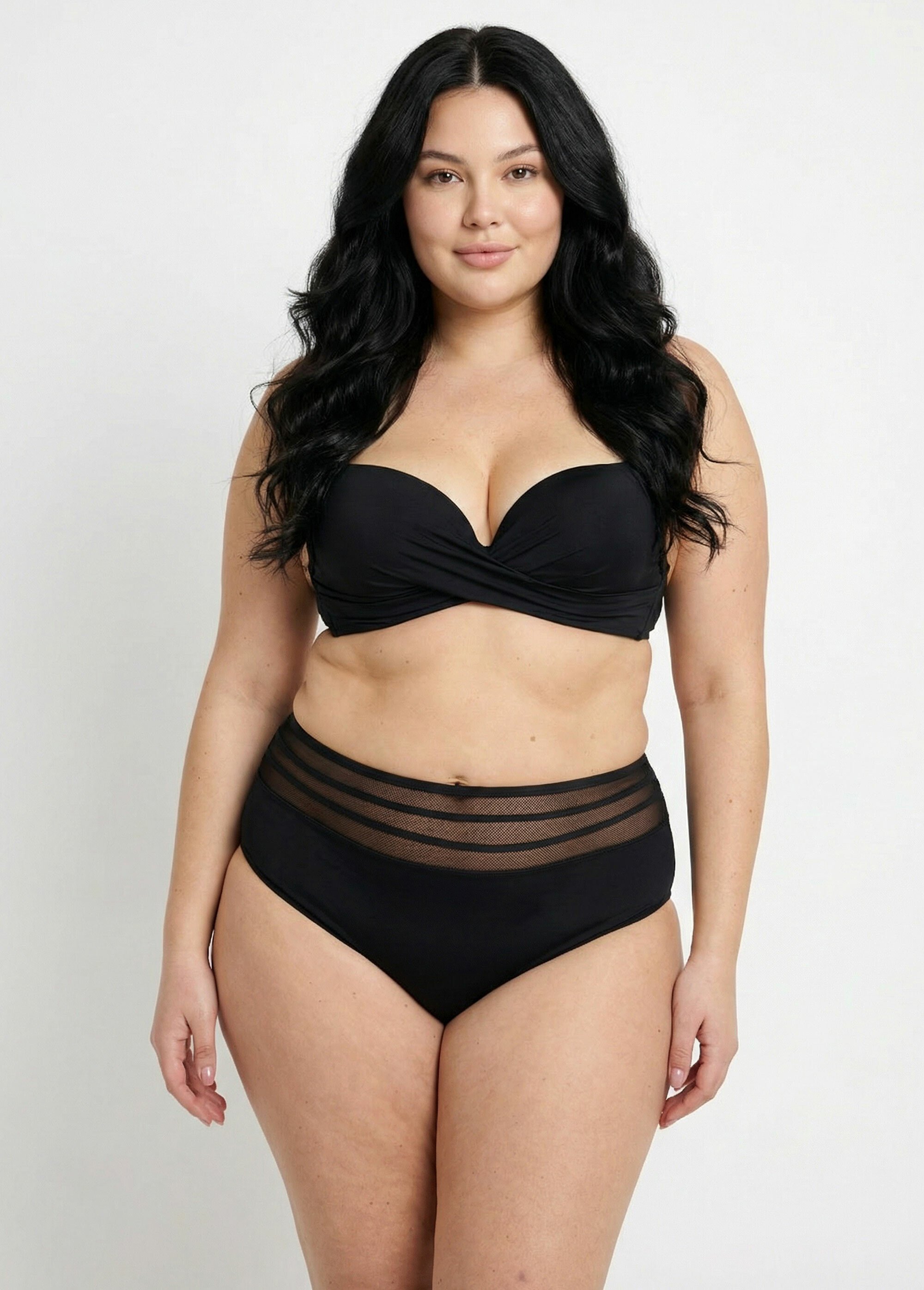 Maillot de bain 2 pièces grande taille Femme Grande Taille Noir SUNVC-2316-MIX FA1