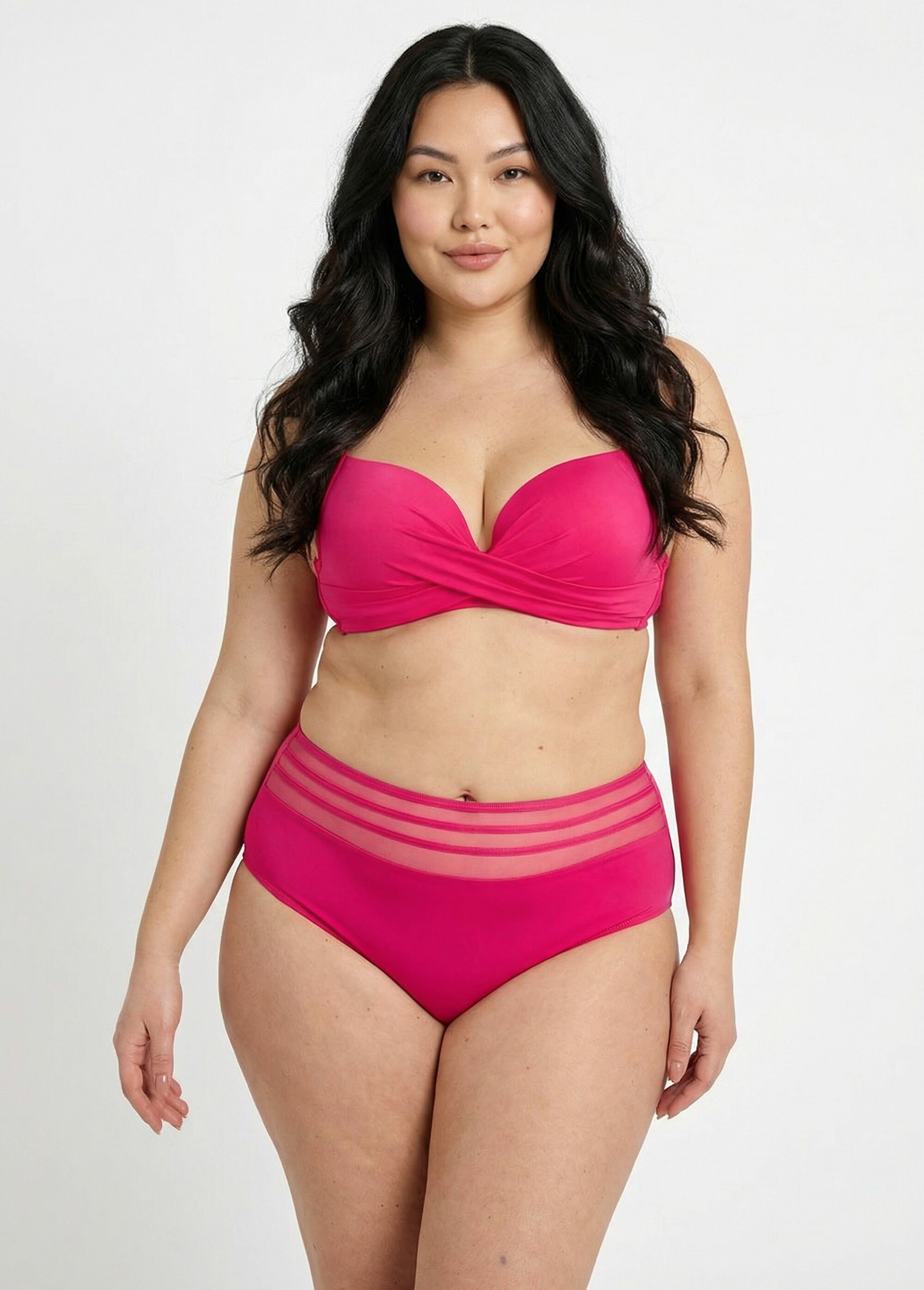 Maillot de bain 2 pièces grande taille Femme Grande Taille Rose SUNVC-2316-MIX FA1