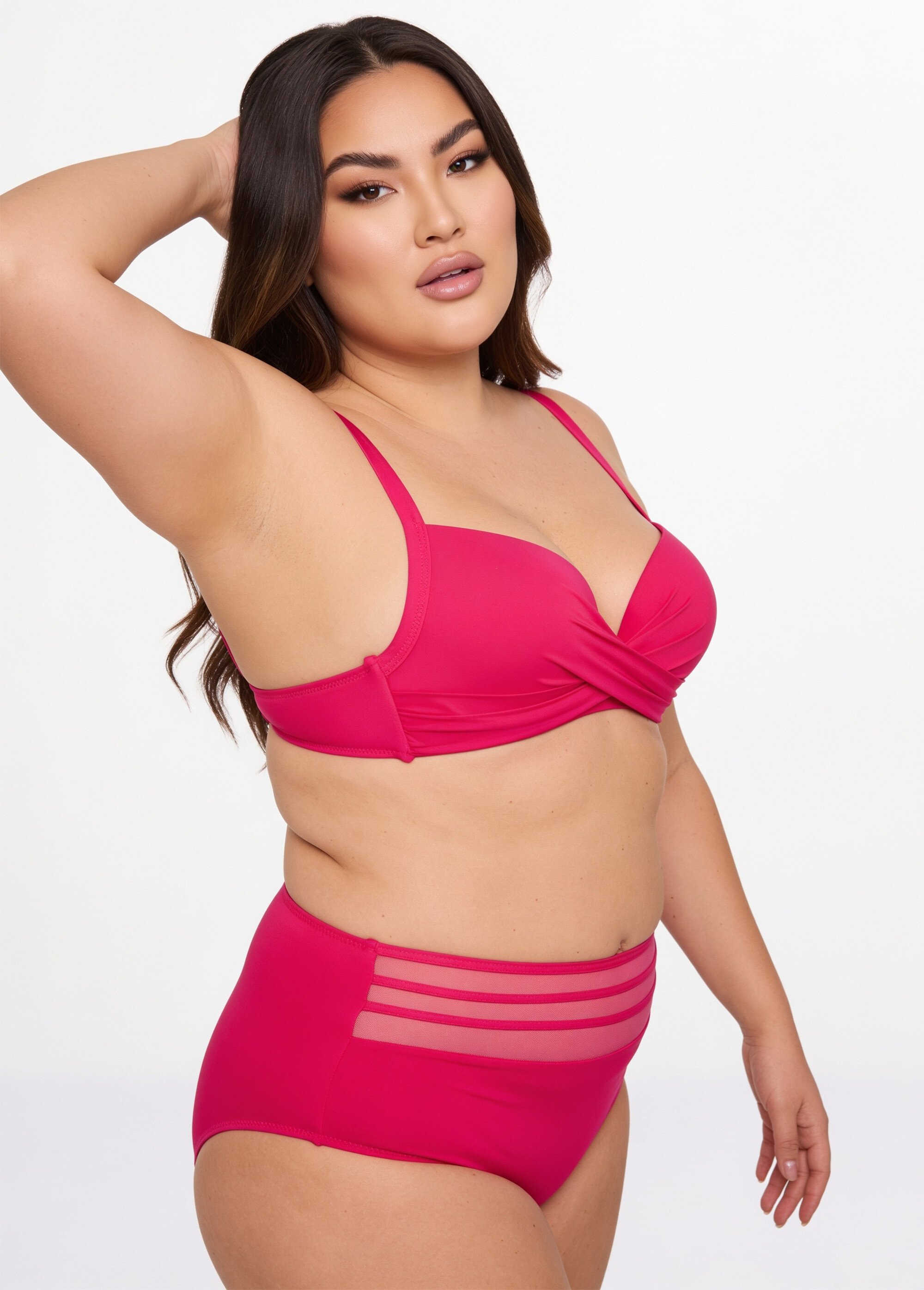 Maillot de bain 2 pièces grande taille Femme Grande Taille Rose SUNVC-2316-MIX MV1