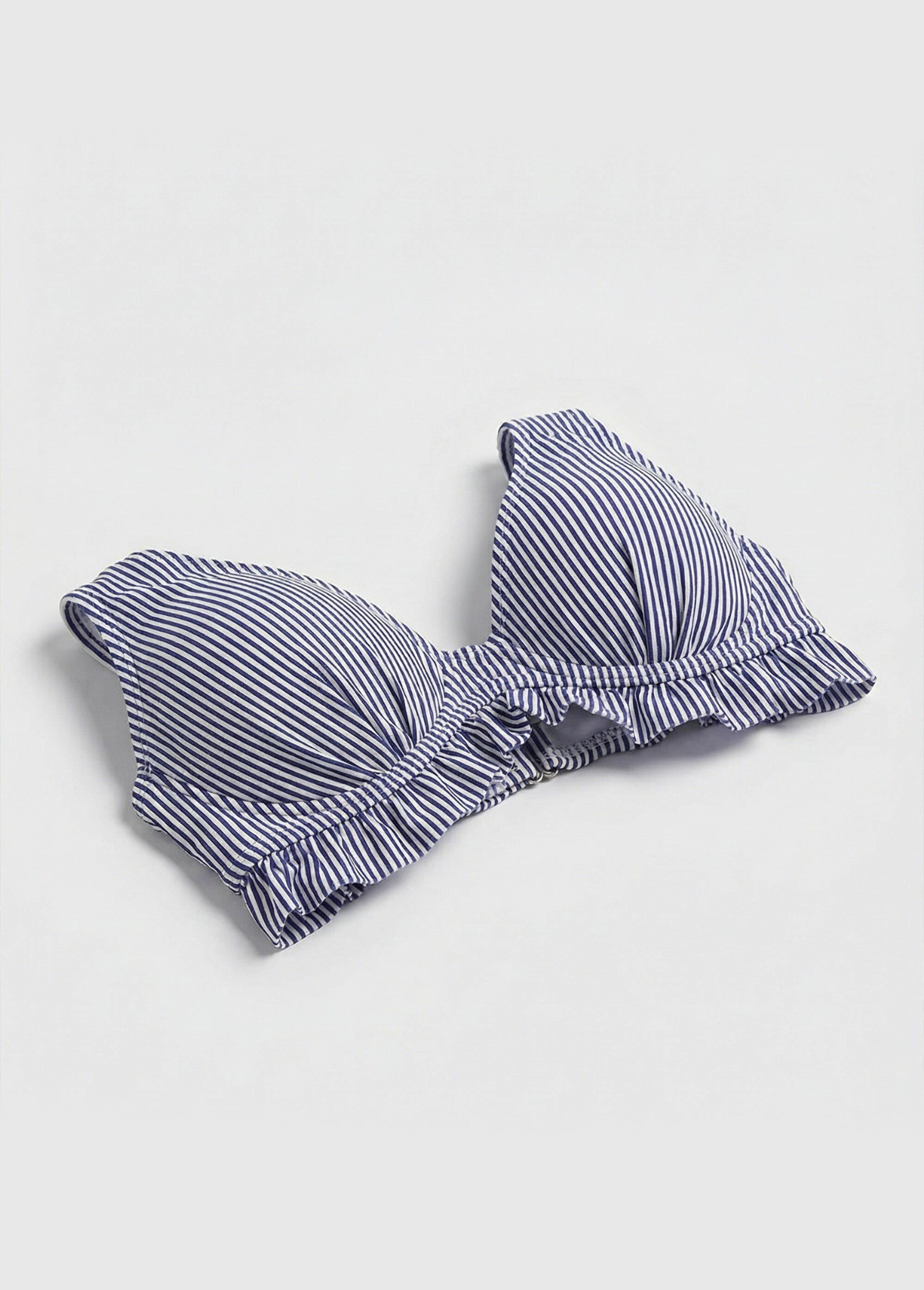 Maillot de bain 2 pièces rayé seersucker Femme Bleu SUN-VM409 DE1