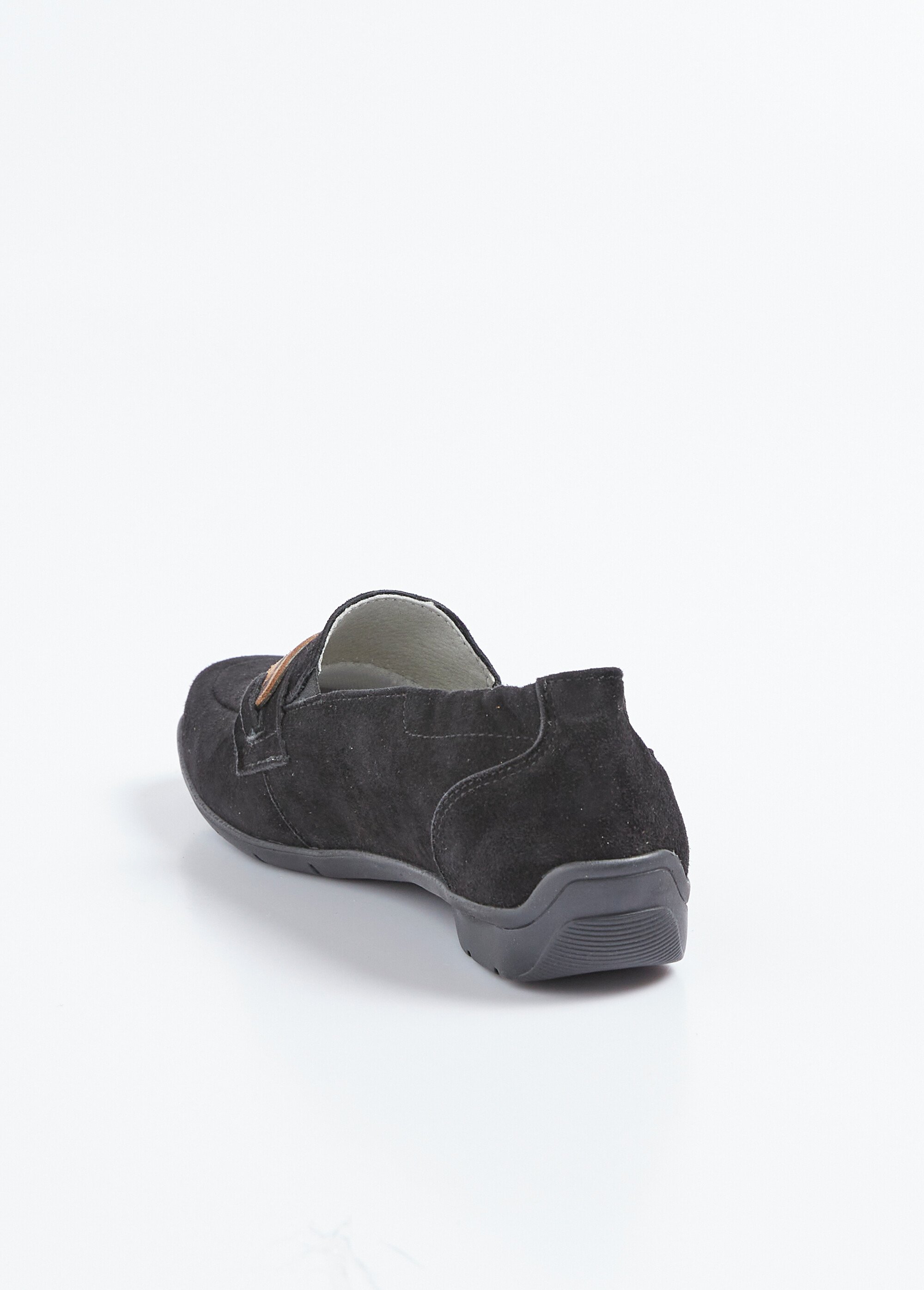 Mocassins cuir velours élastiqués largeur confort Femme Noir ONCEAU DO1