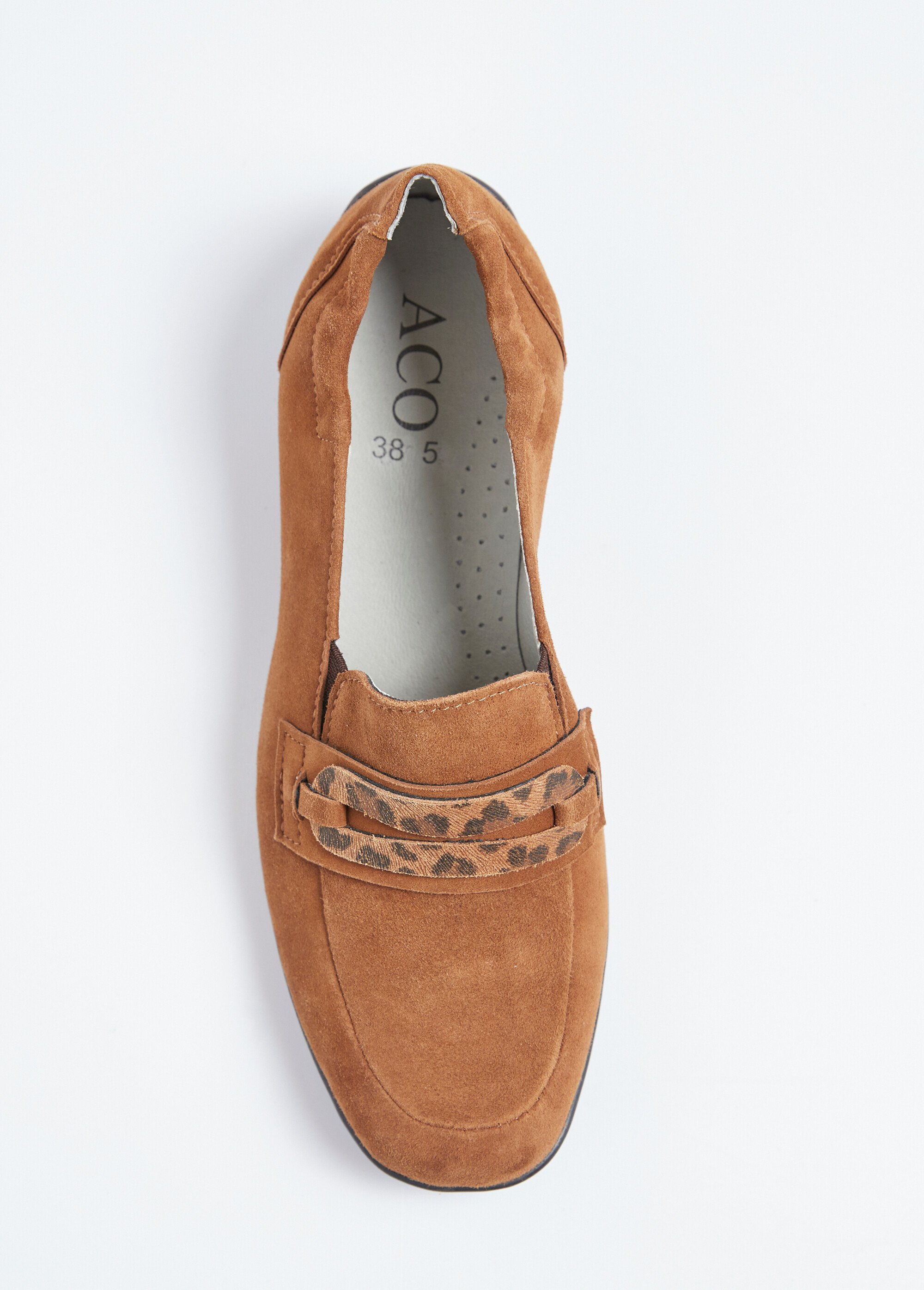 Mocassins cuir velours élastiqués largeur confort Femme Beige ONCEAU OV1