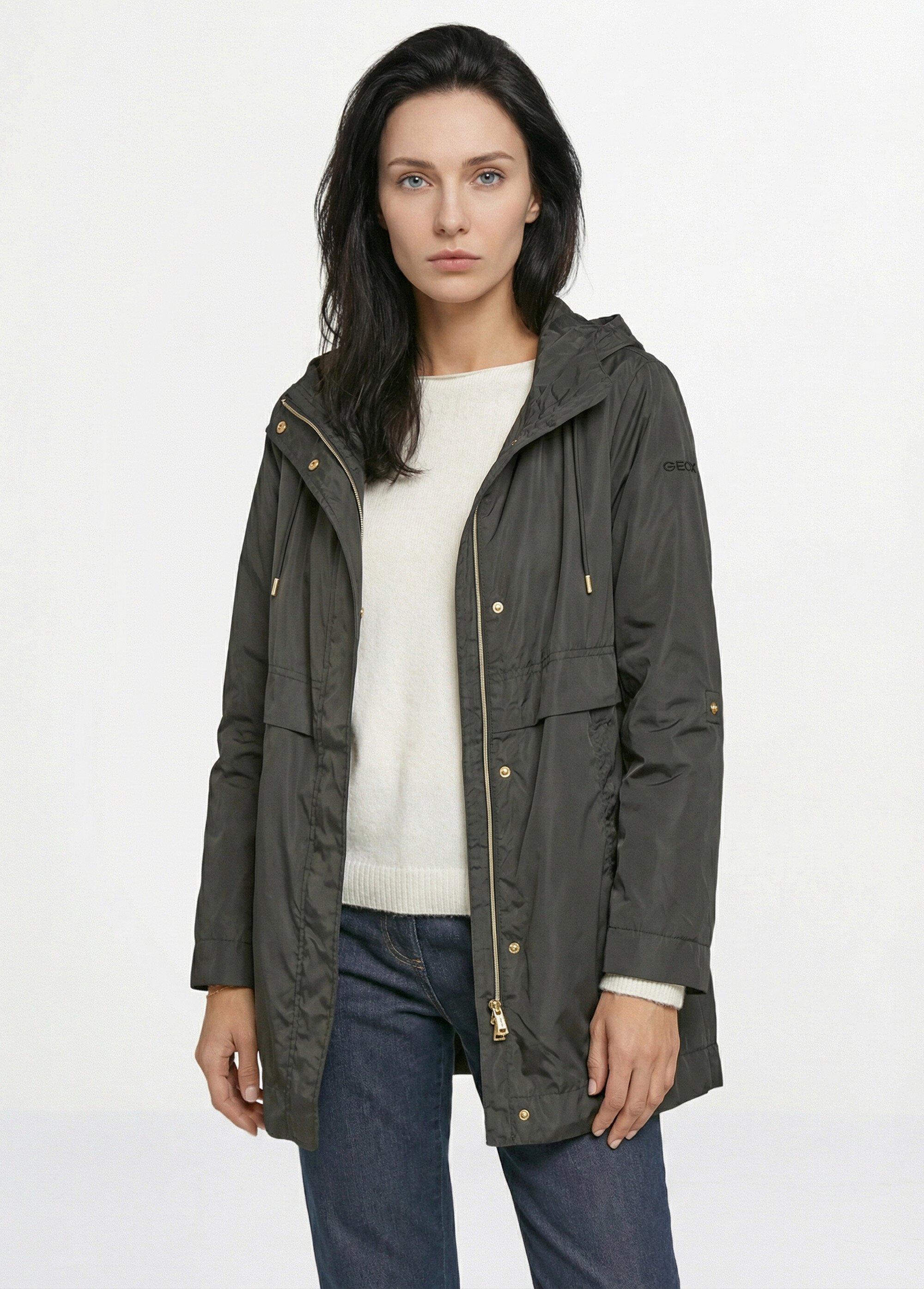 Parka déperlante capuche resserrable Femme Noir GEO-W5520R FA1