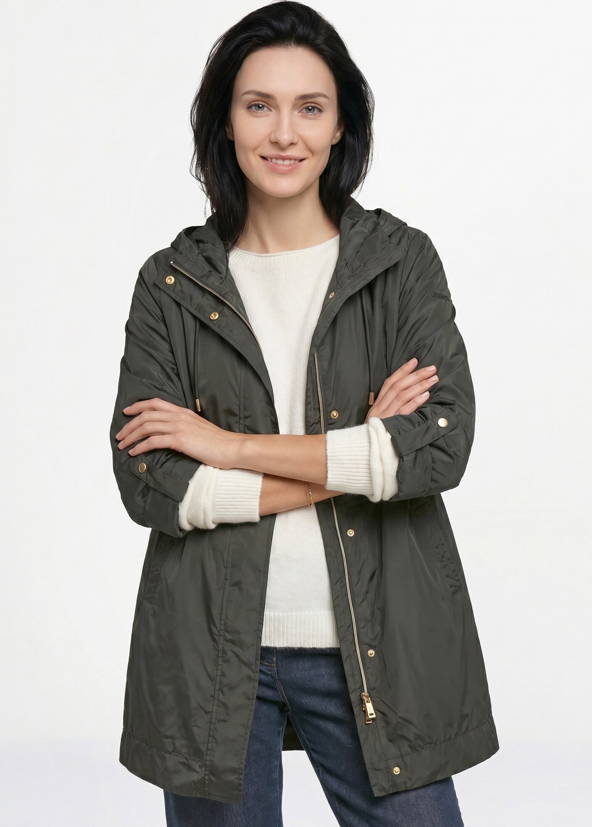 Parka déperlante capuche resserrable Femme Noir GEO-W5520R MV1