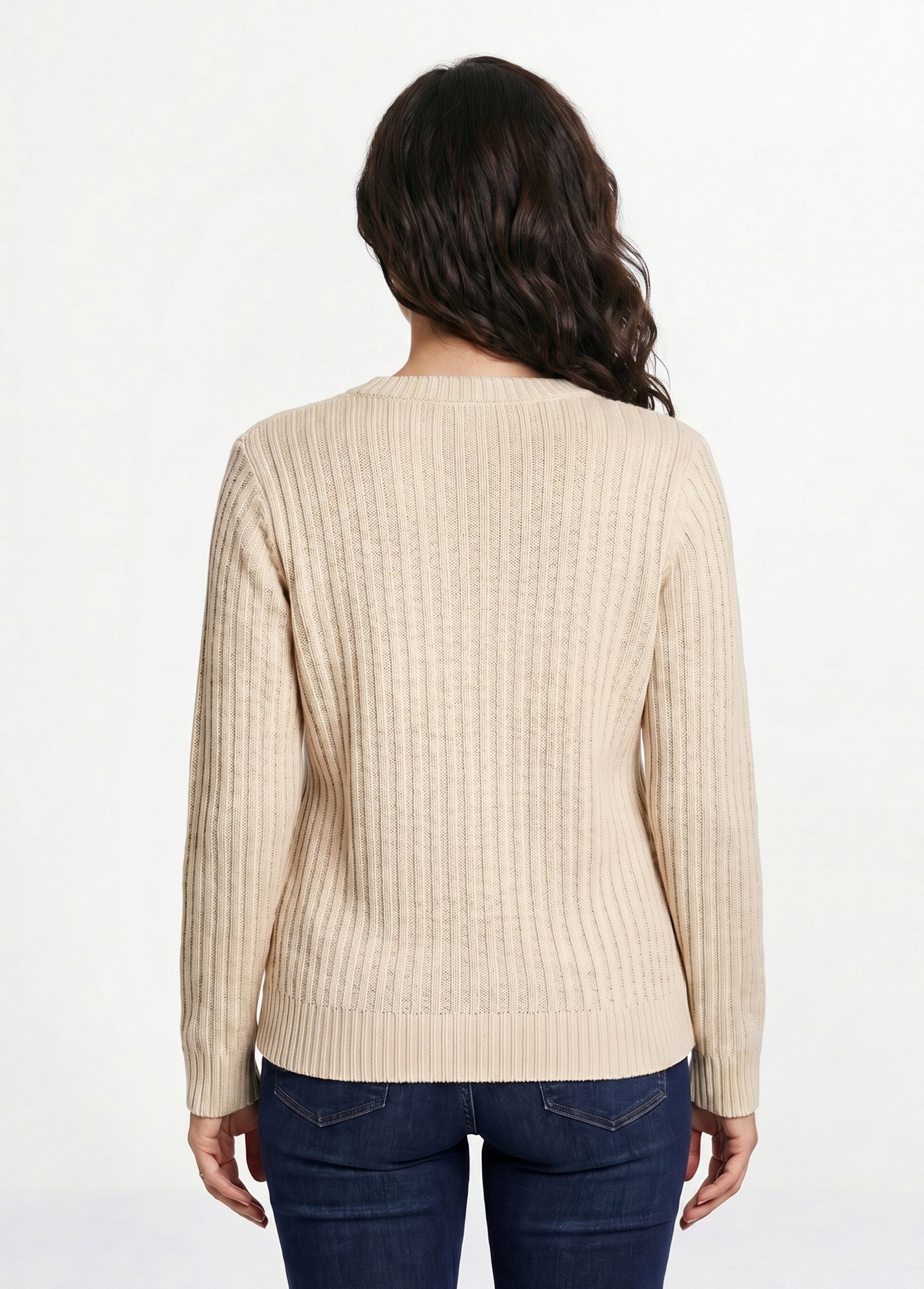 Pull chaud style irlandais col montant Femme Beige PERCY DO1