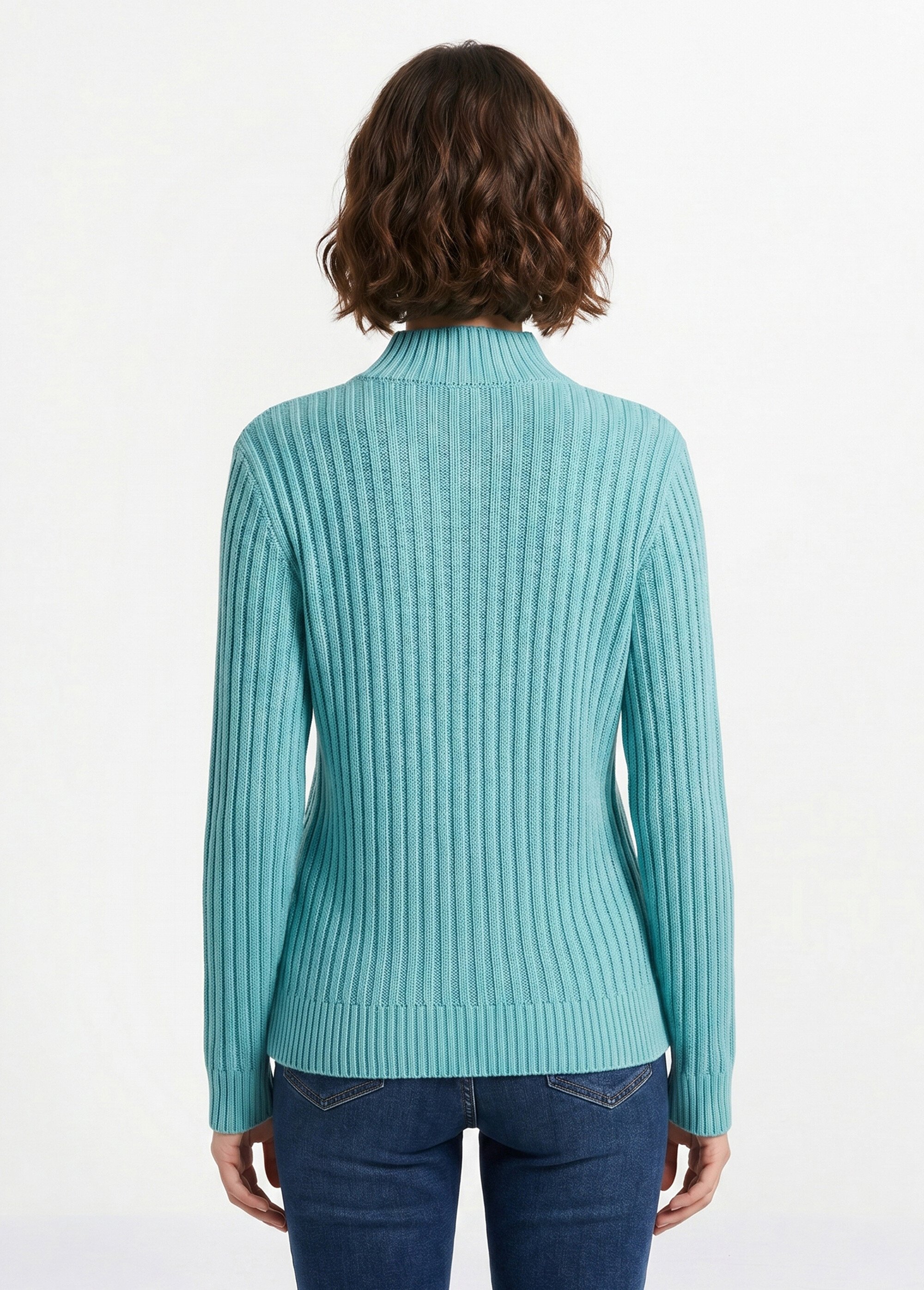 Pull chaud style irlandais col montant Femme Vert PERCY DO1