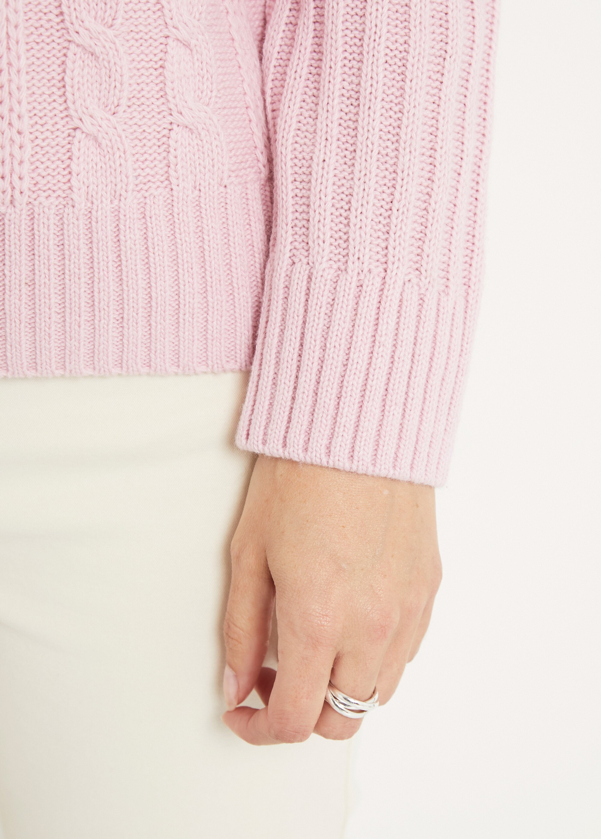 Pull chaud style irlandais col montant Femme Violet PERCY DE2