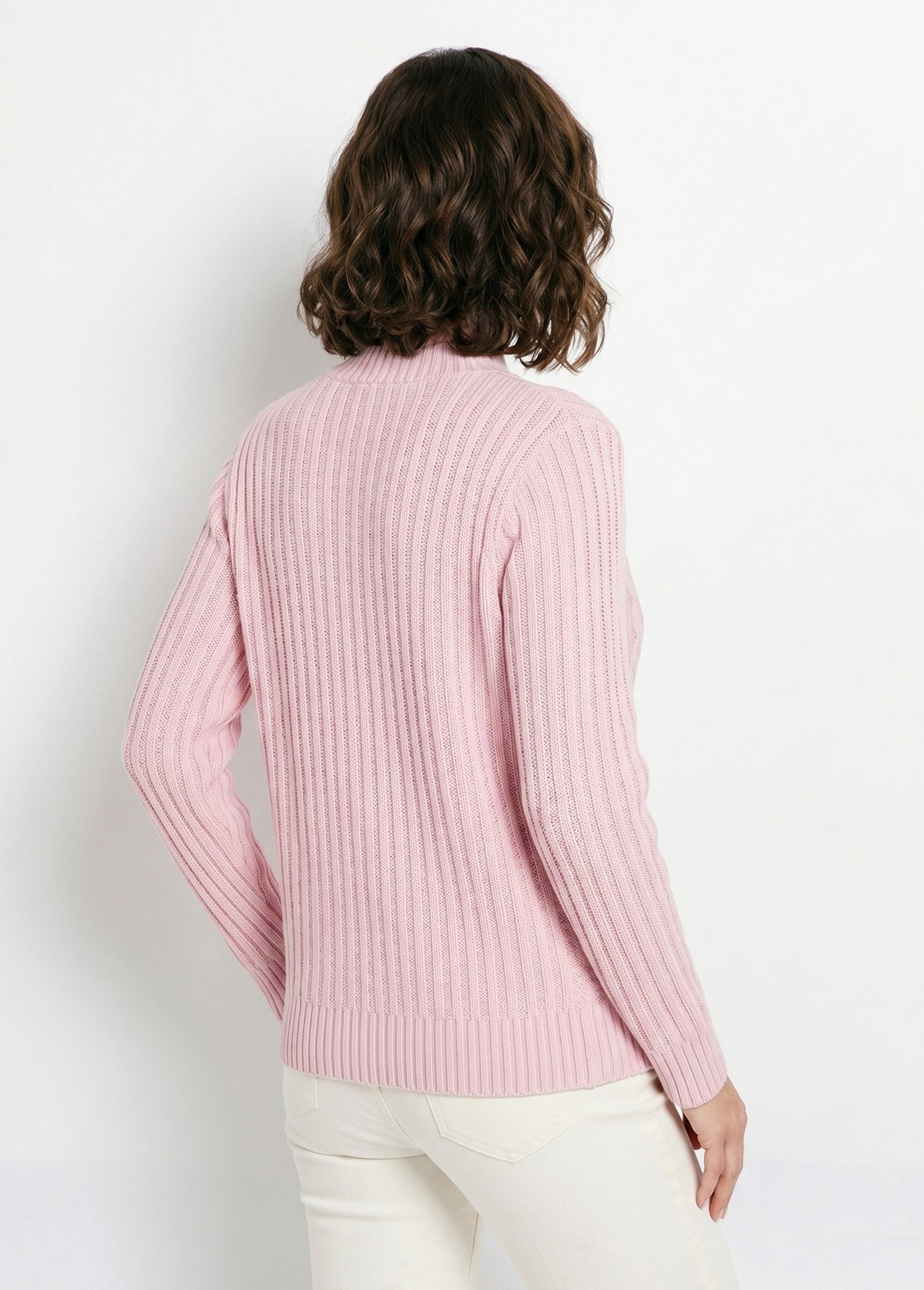 Pull chaud style irlandais col montant Femme Violet PERCY DO1