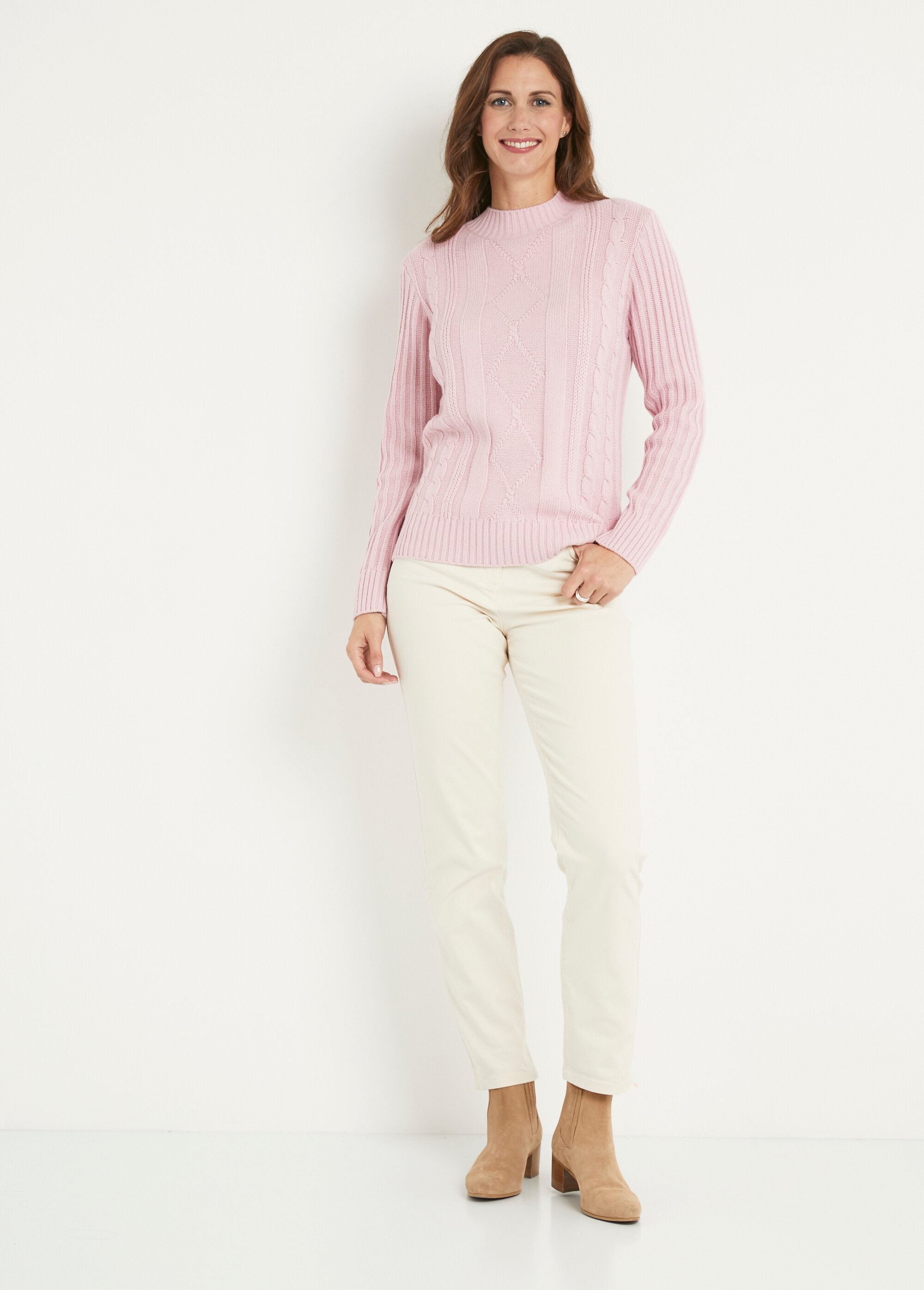 Pull chaud style irlandais col montant Femme Violet PERCY SF1