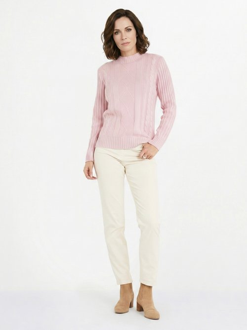 Pull chaud style irlandais col montant Femme Violet PERCY SI1