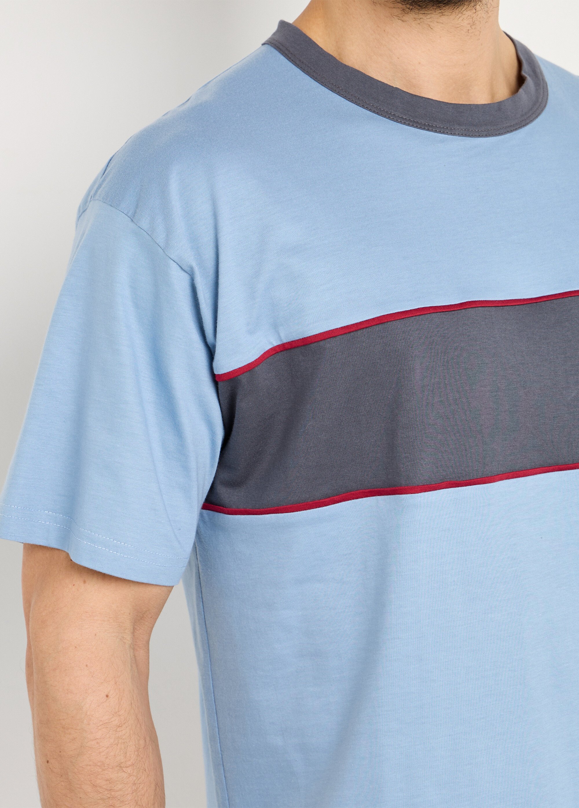 Pyjama short coton bicolore Homme Bleu IPODE DE1