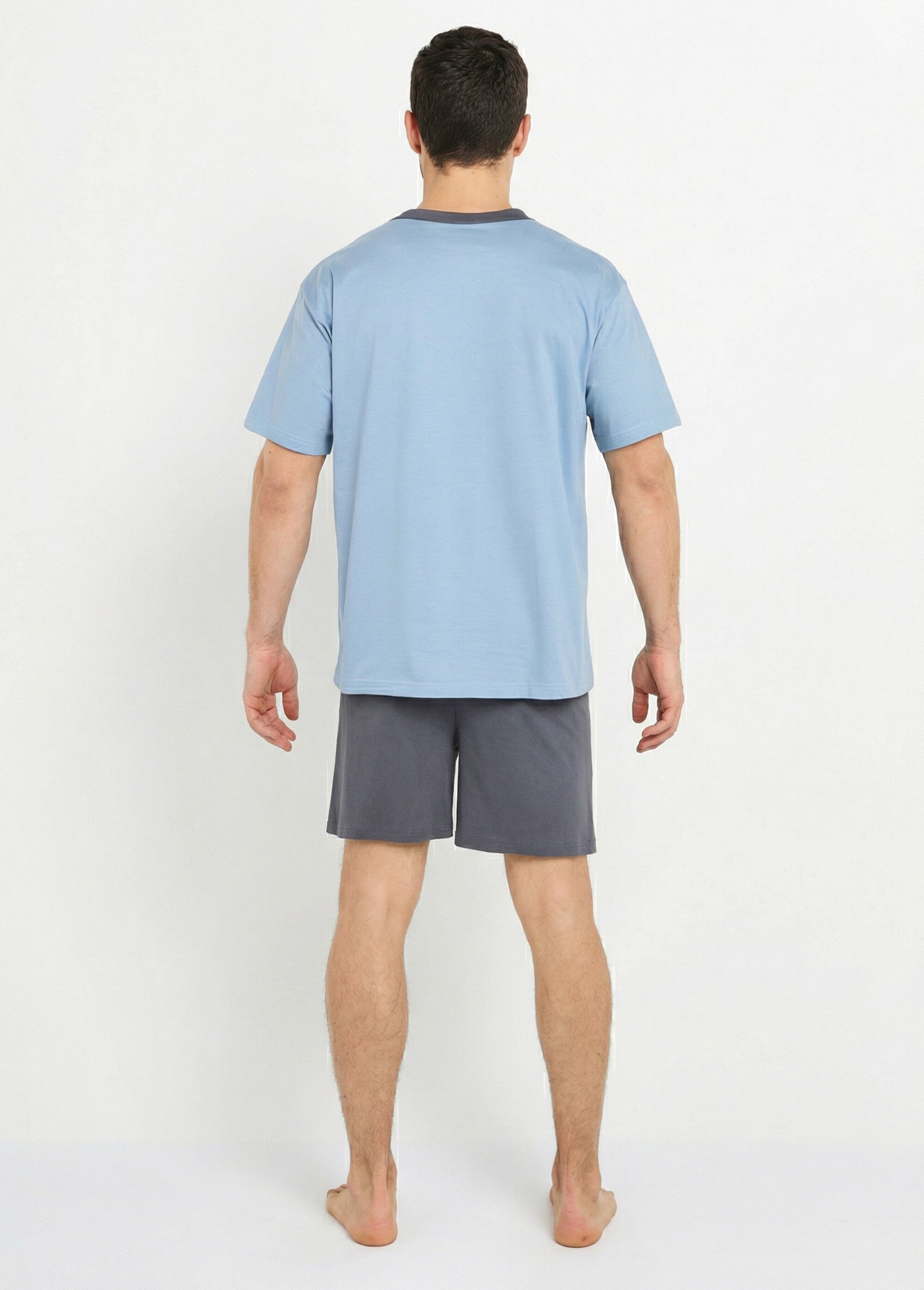 Pyjama short coton bicolore Homme Bleu IPODE DO1