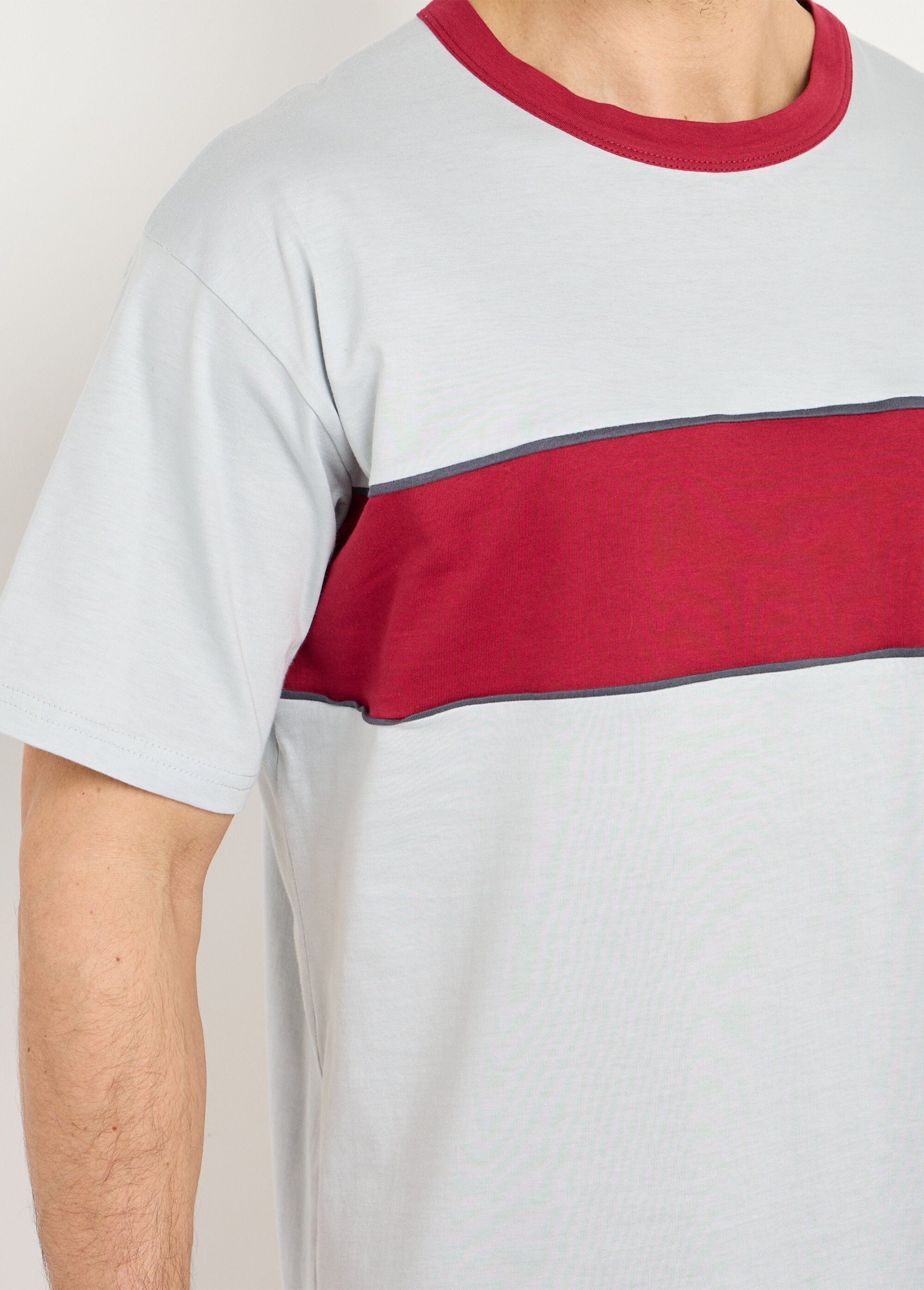 Pyjama short coton bicolore Homme Rouge IPODE DE1