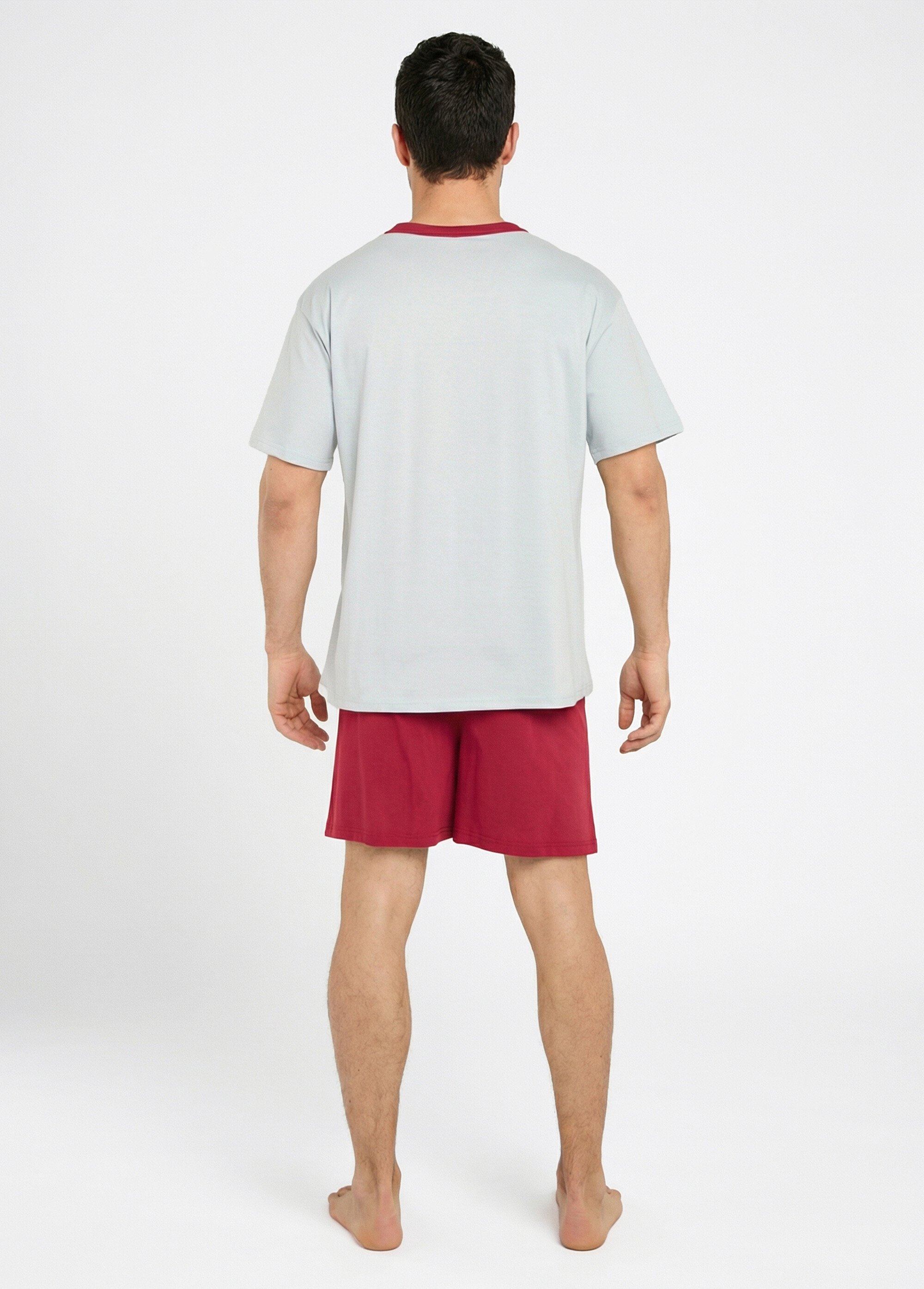 Pyjama short coton bicolore Homme Rouge IPODE DO1