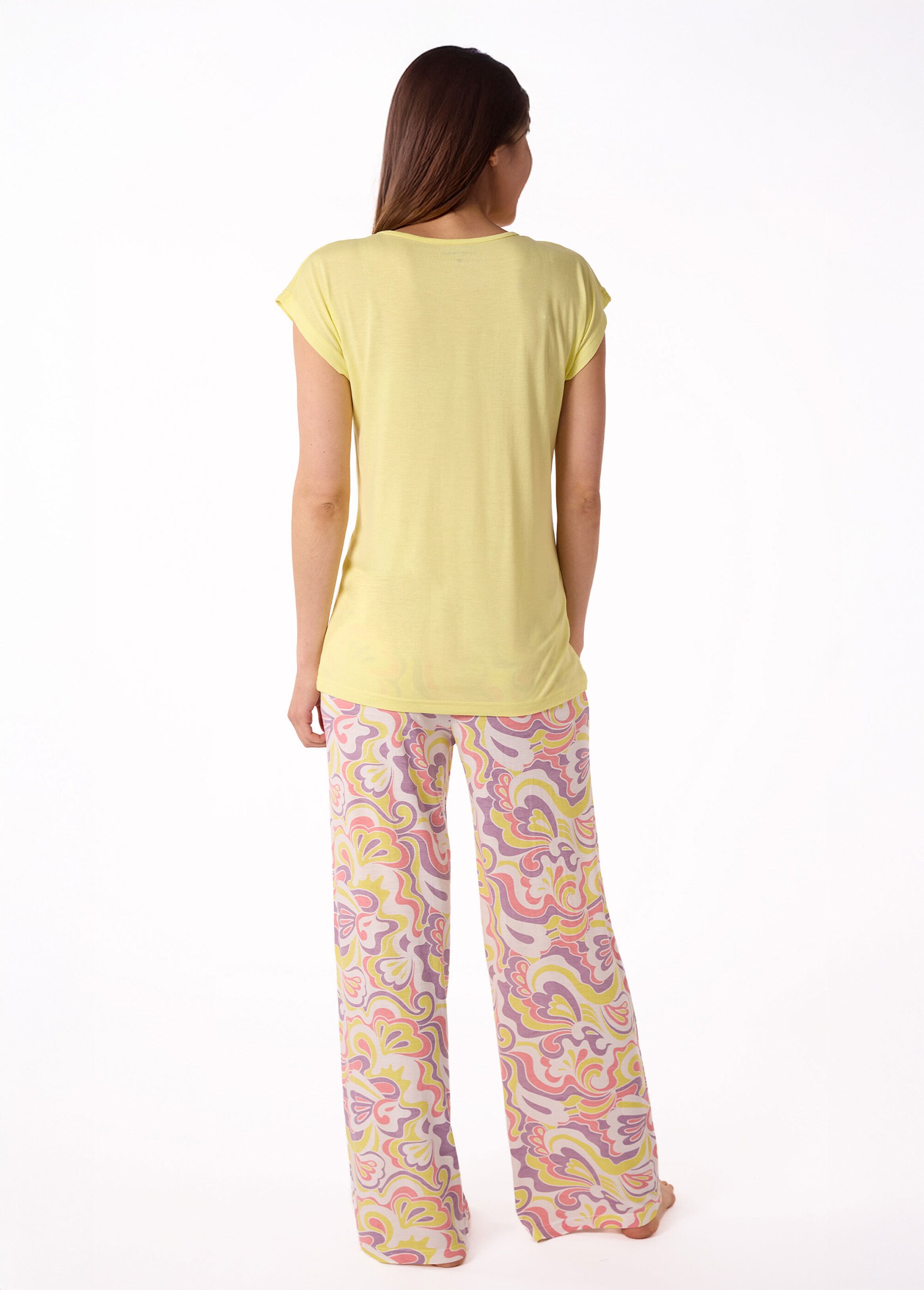 Pyjama thème pastel manches courtes Femme Jaune NF.PUCCI.PY DO1
