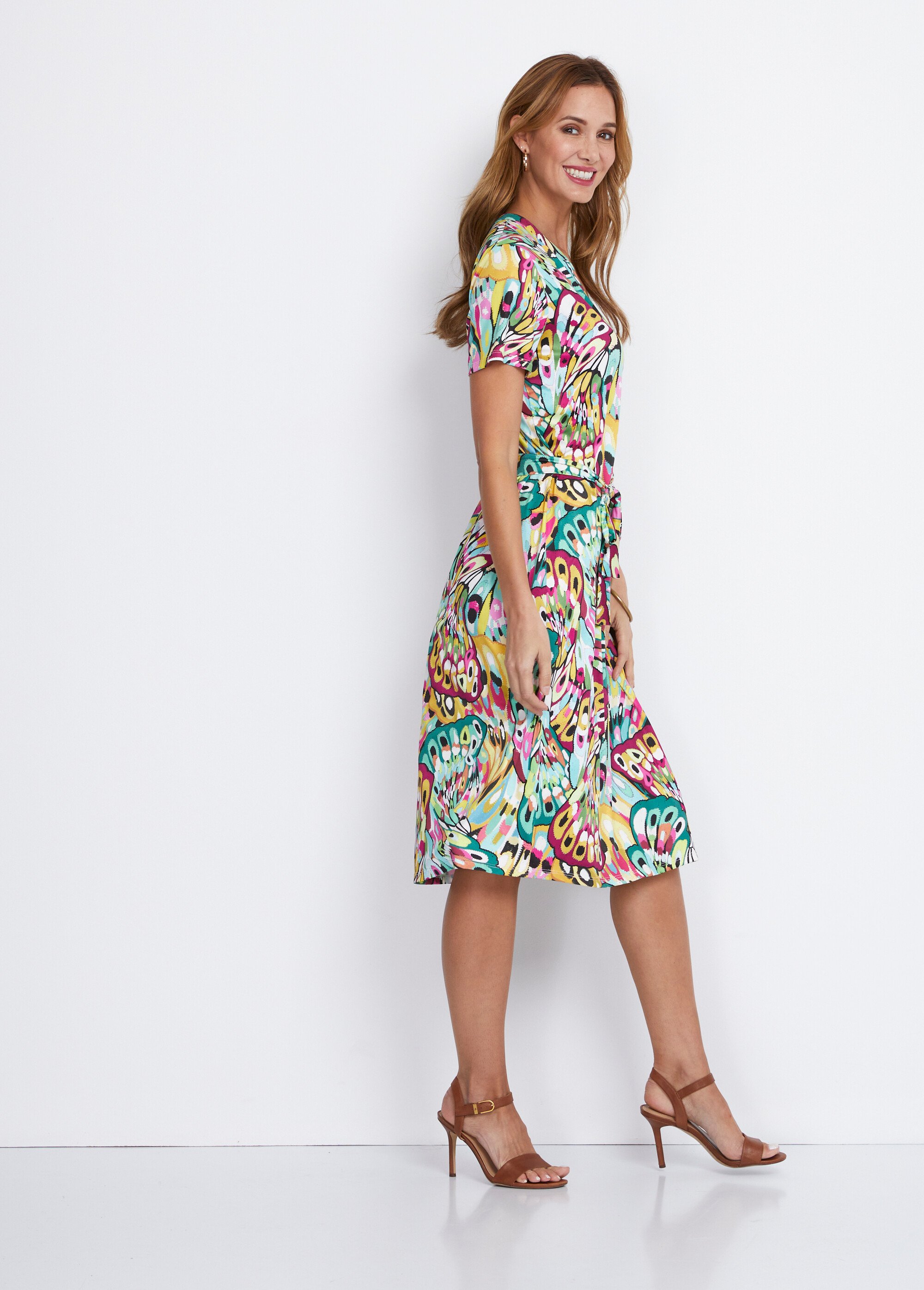 Robe-tunique col V courte imprimée Femme Vert EBREUIL DR1