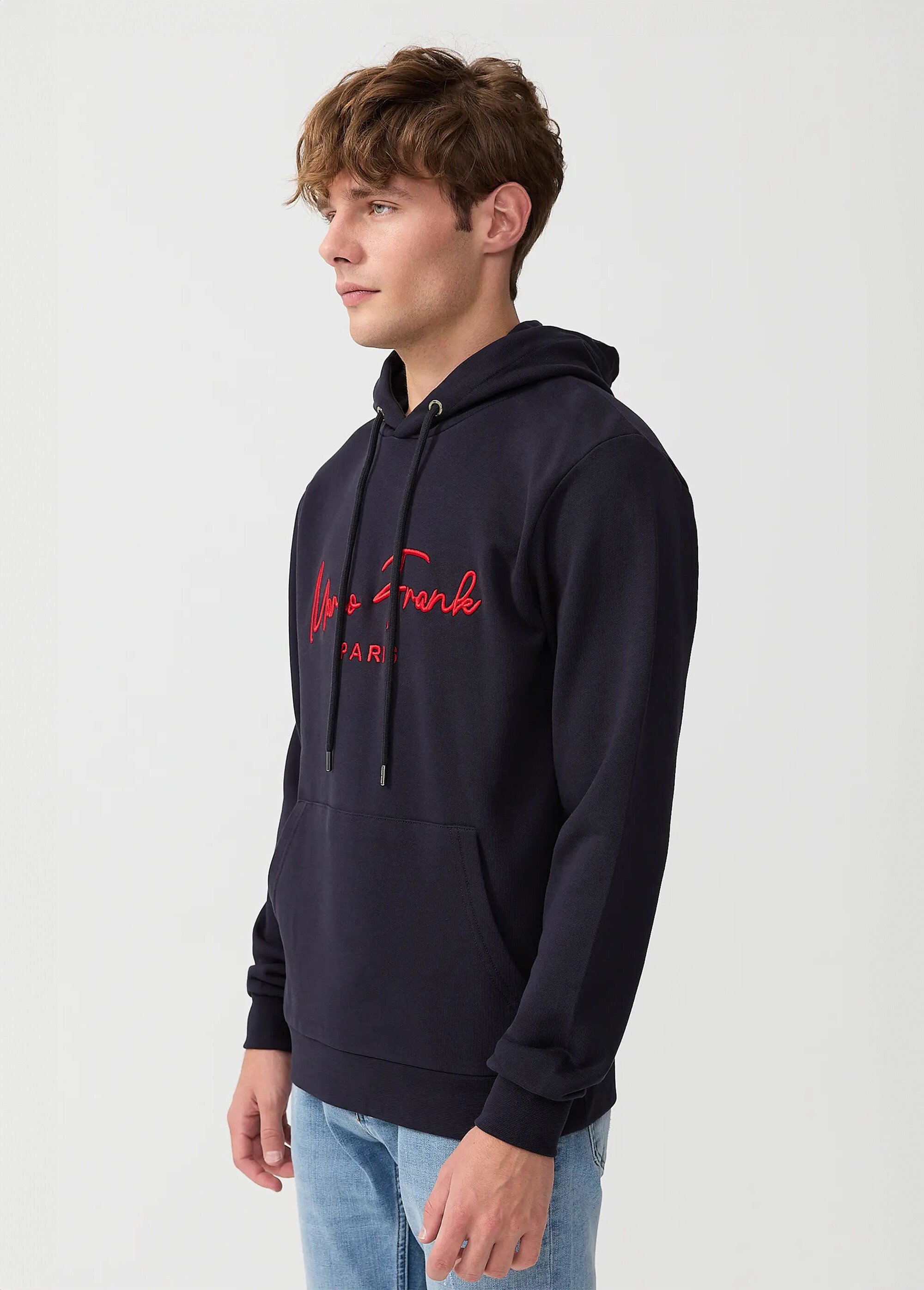 Sweat à capuche molletonné, poche kangourou Bleu MFK-FONTAINE DR1