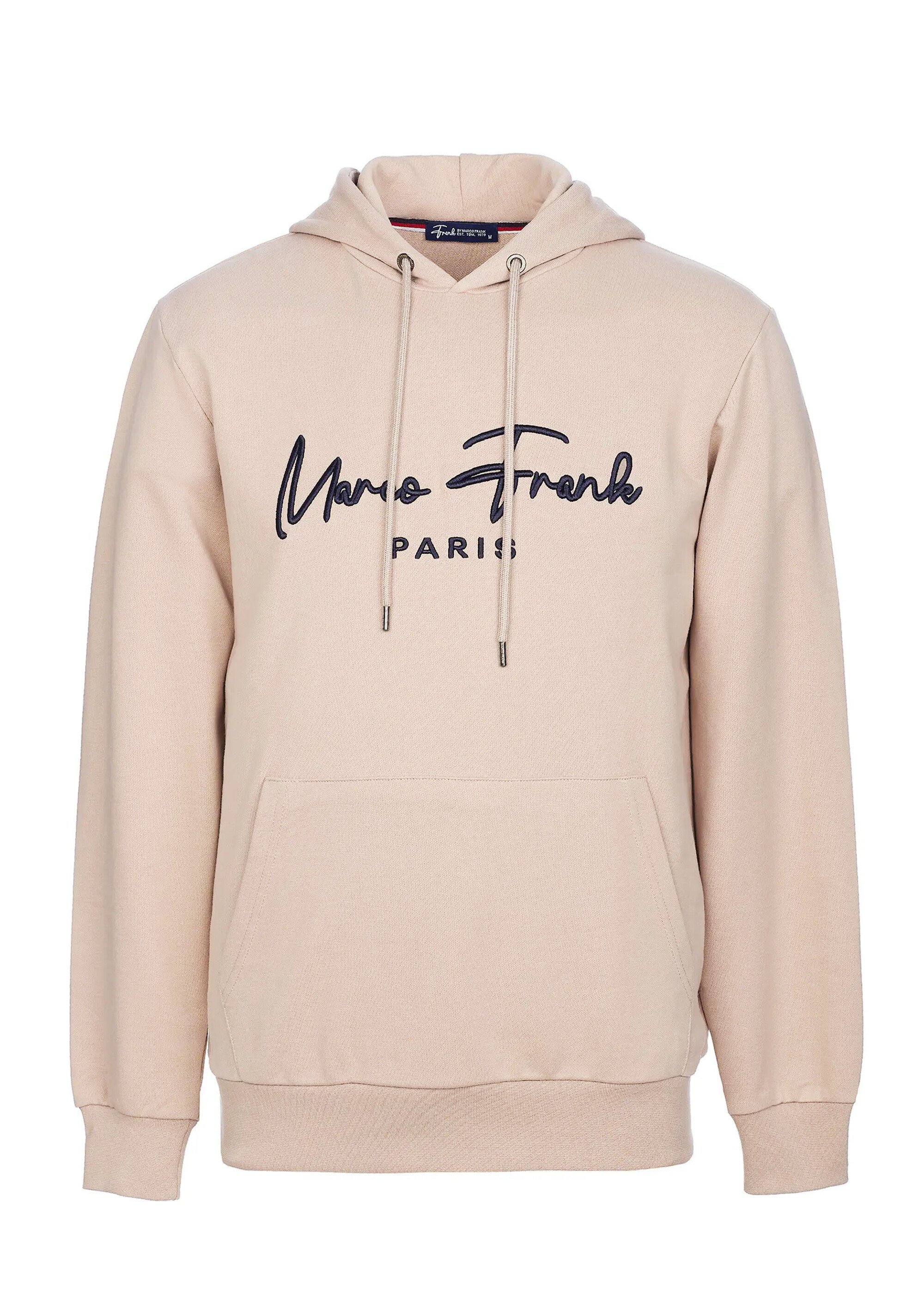 Sweat à capuche molletonné, poche kangourou Beige MFK-FONTAINE AP1