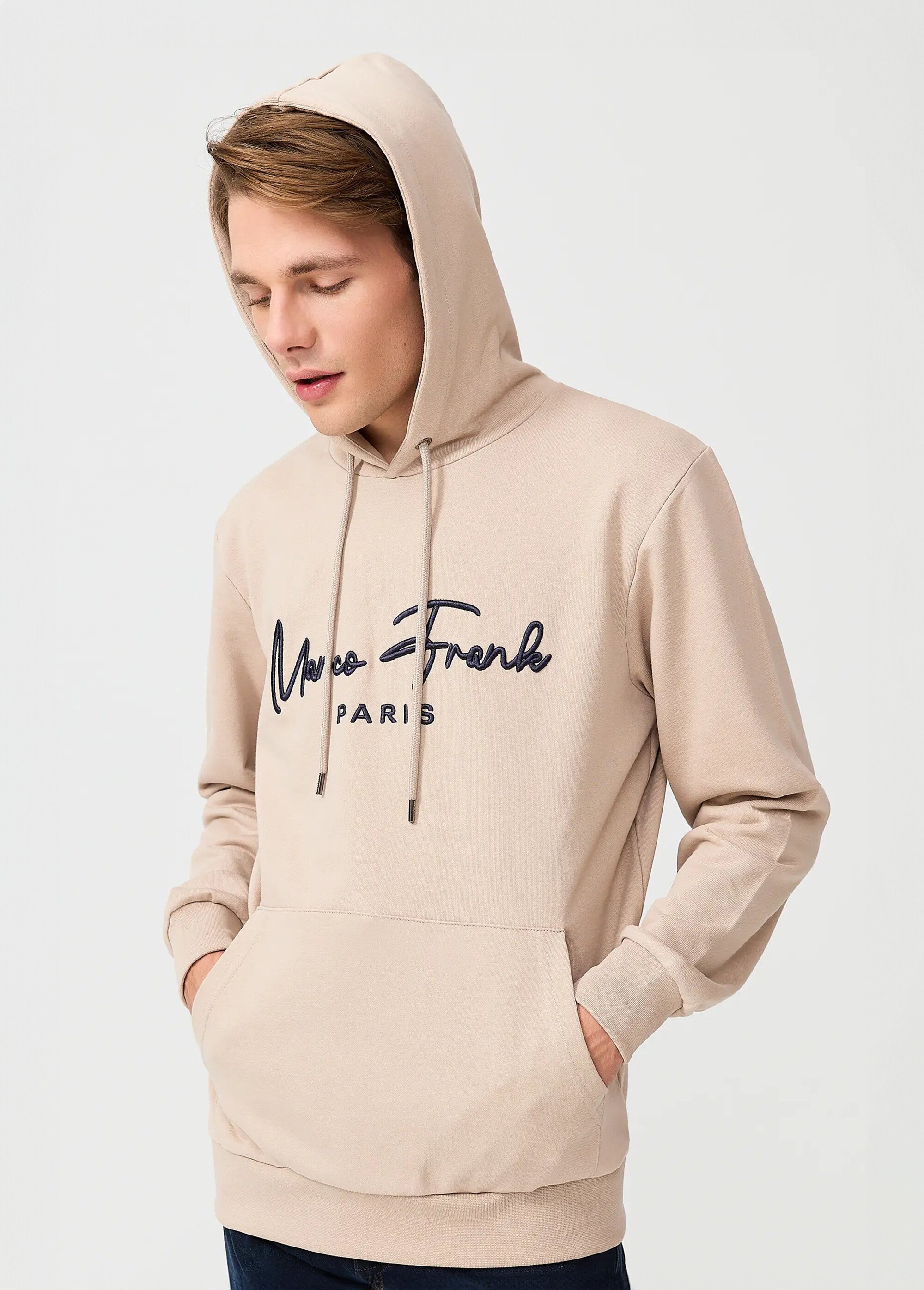 Sweat à capuche molletonné, poche kangourou Beige MFK-FONTAINE FA2