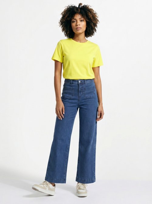 T-shirt pur coton col rond, essentiel Femme Jaune IA-M1308 SI1