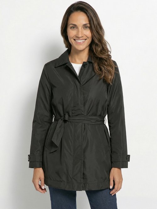 Trench déperlant avec ceinture à nouer Femme Noir GEO-W5520N FA1