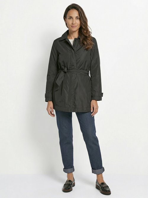 Trench déperlant avec ceinture à nouer Femme Noir GEO-W5520N SI1