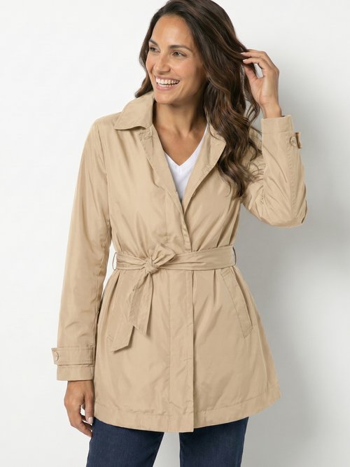 Trench déperlant avec ceinture à nouer Femme Beige GEO-W5520N MV1