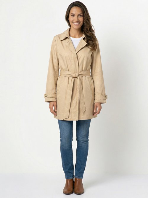 Trench déperlant avec ceinture à nouer Femme Beige GEO-W5520N SI1