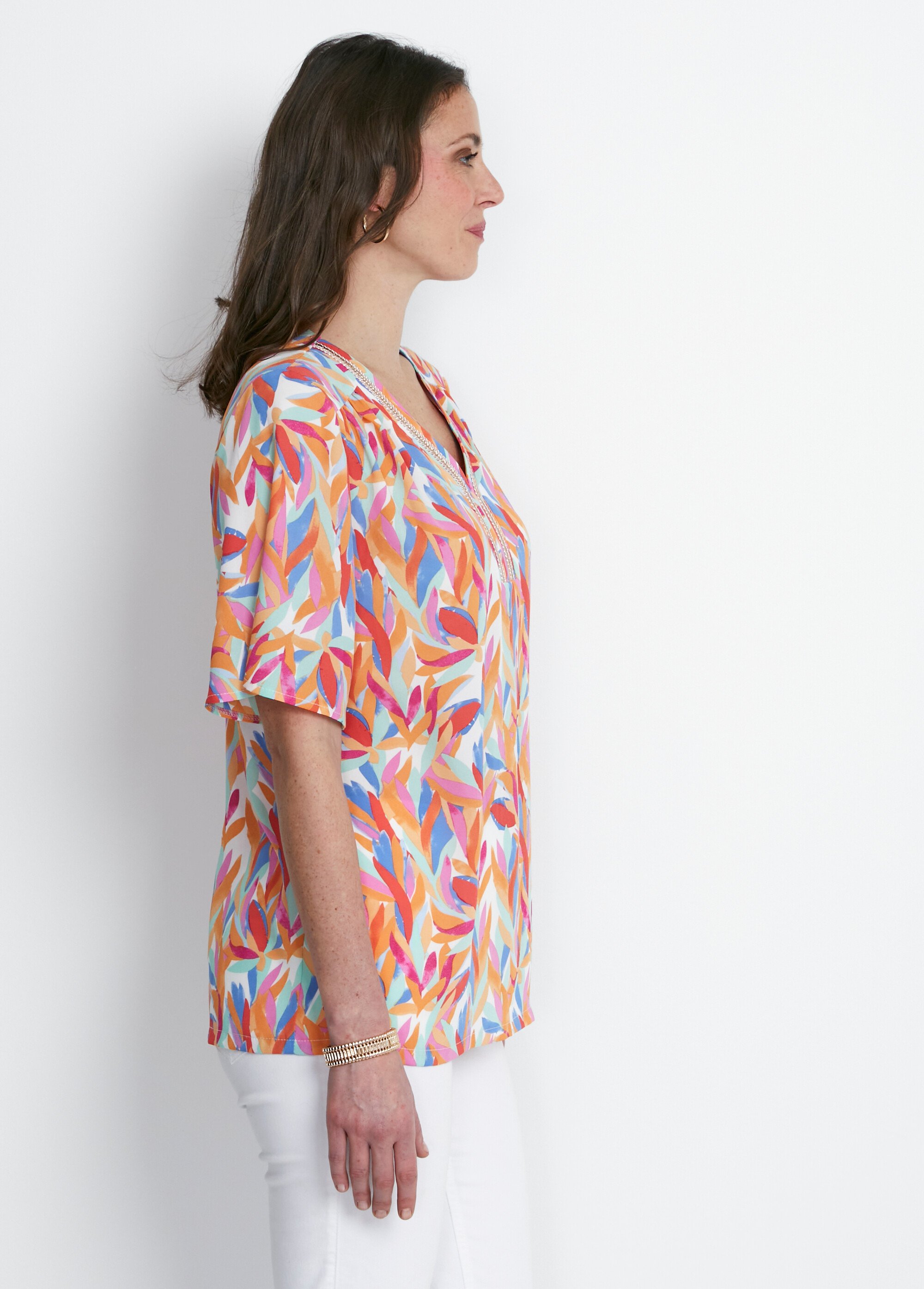 Tunique mi-longue manches volantées Femme Orange CLENCHE DR1