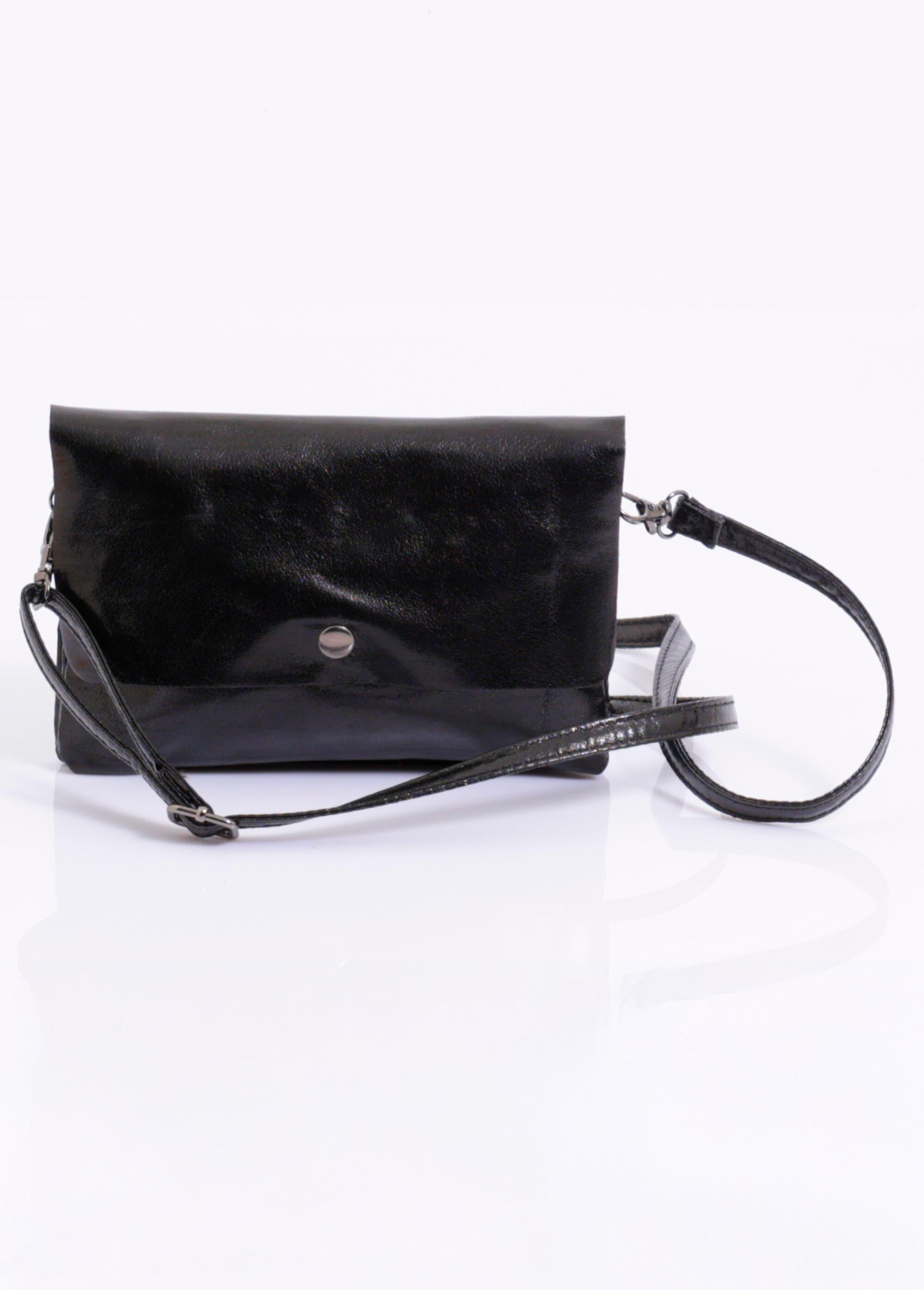 Sac pochette métallisé chic avec rabat Femme Noir MPAQM0315 FA1