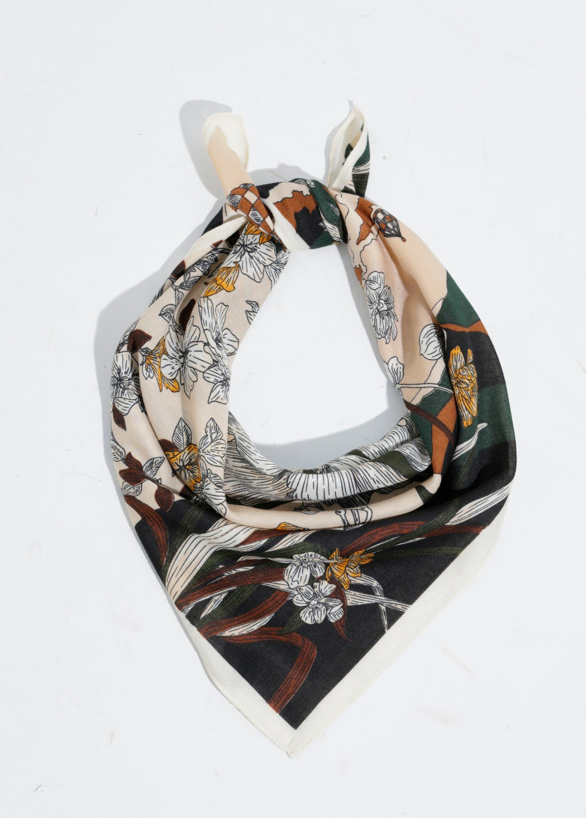 Foulard carré, motif fleuri Osaka