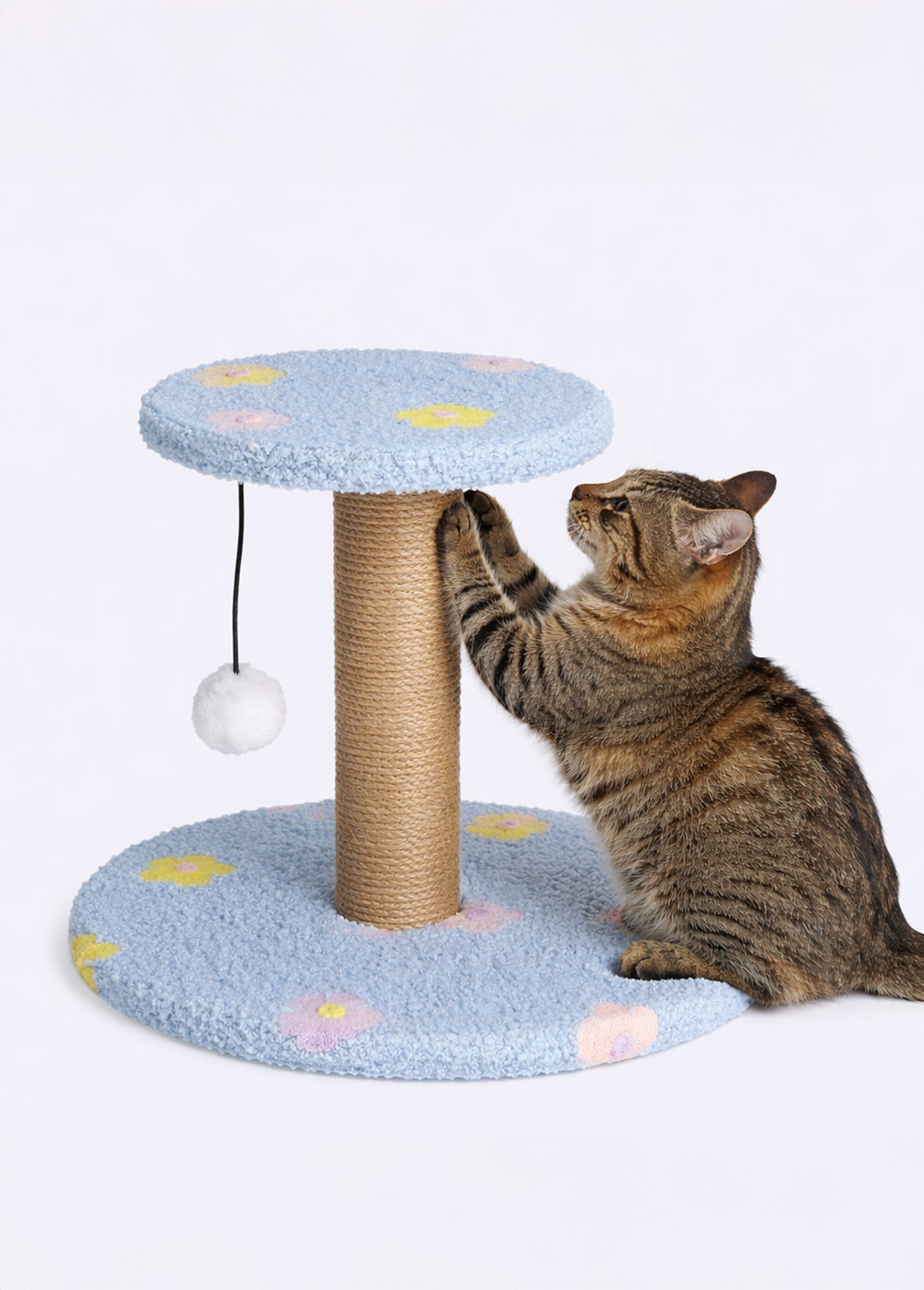 Arbre à chat motif fantaisie + balle BLEU KP-PET000070 SI1