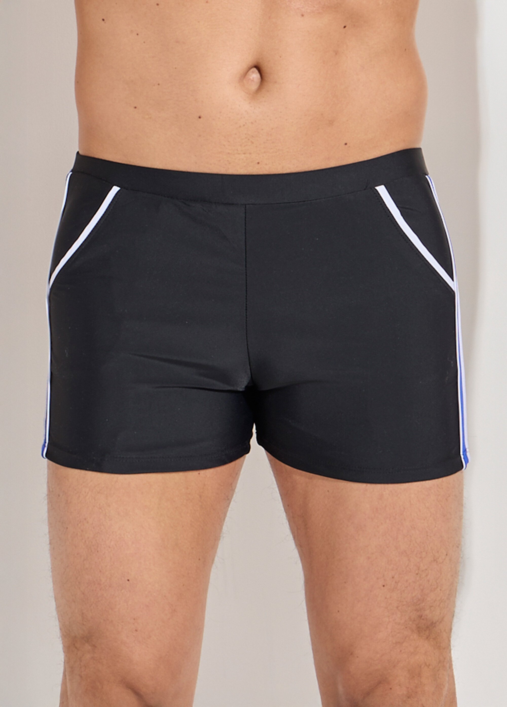 Boxer de bain piscine, bandes cotés Homme Noir SUNVY5CL6635 FA1